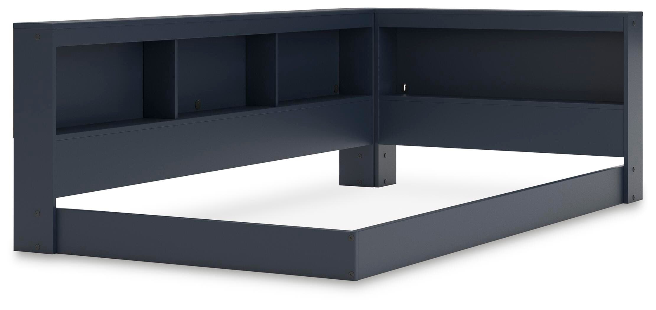 Simmenfort Twin Bookcase Storage Bed — Blue — view 3