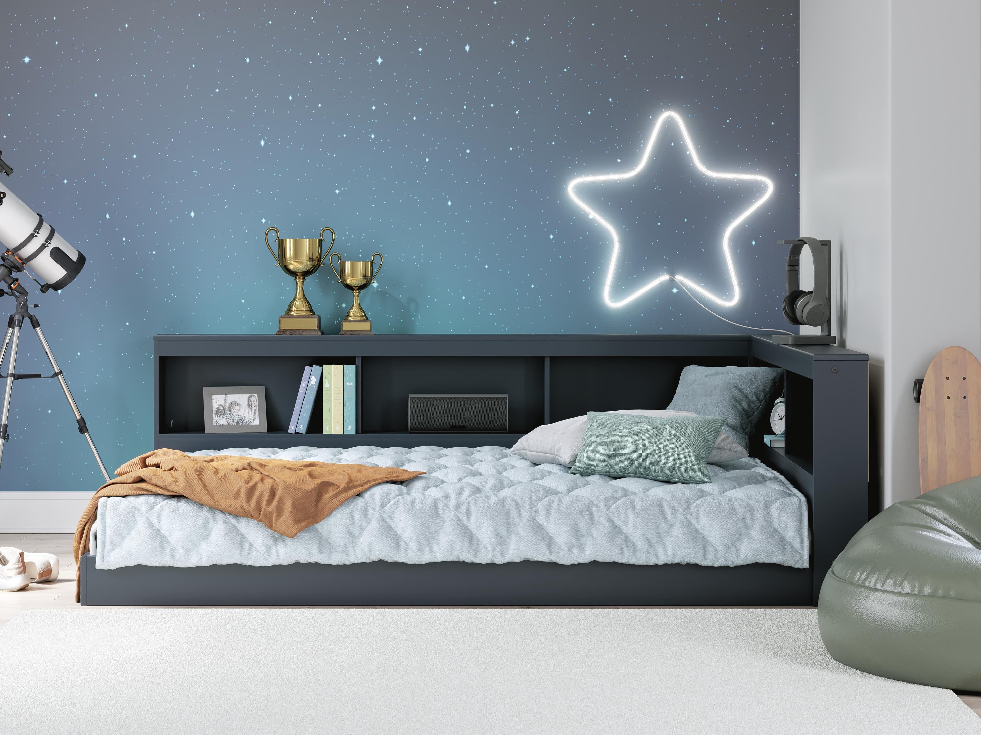 Simmenfort Full Bookcase Storage Bed — Blue — view 2
