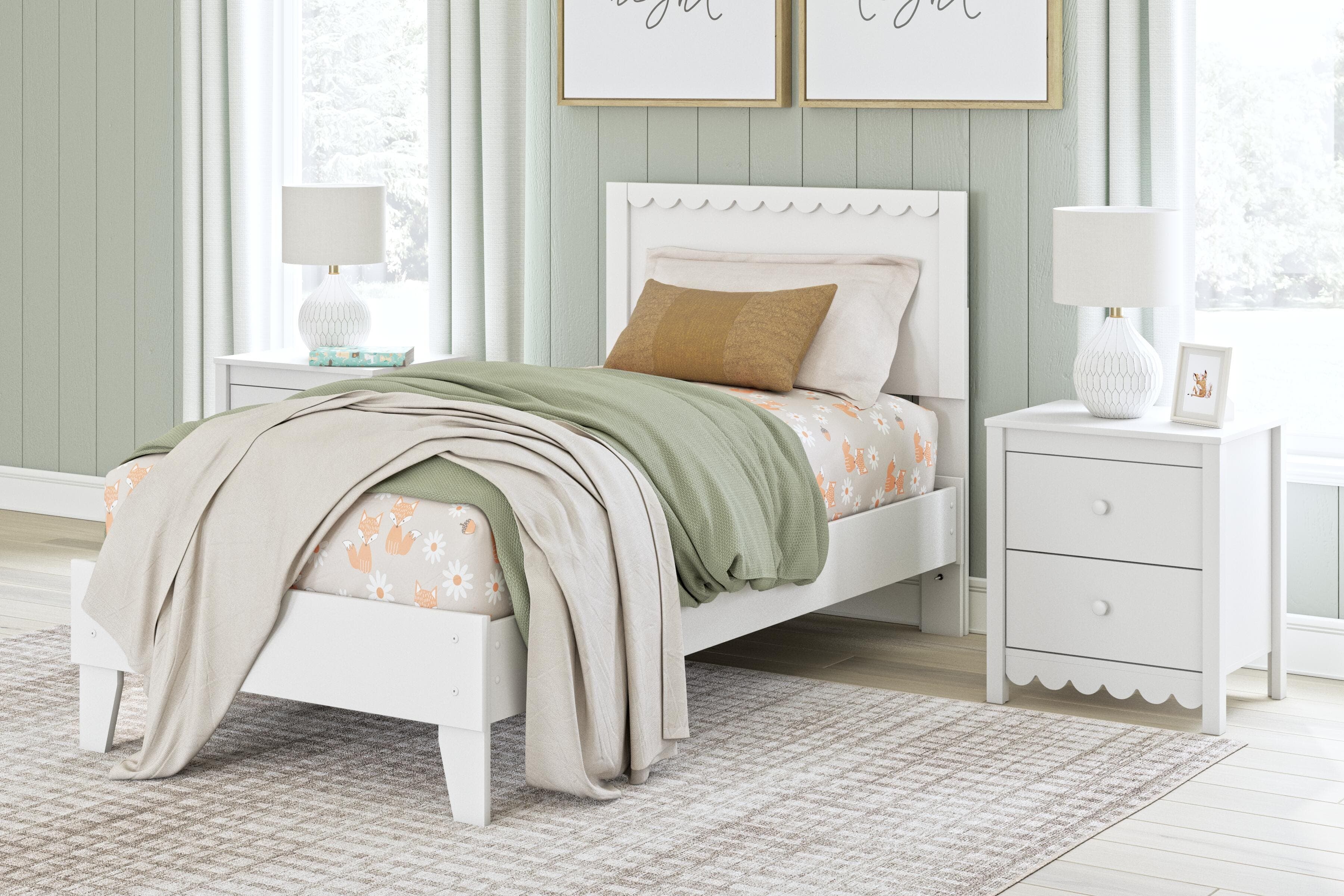 Hallityn Twin Panel Platform Bed — White — view 2
