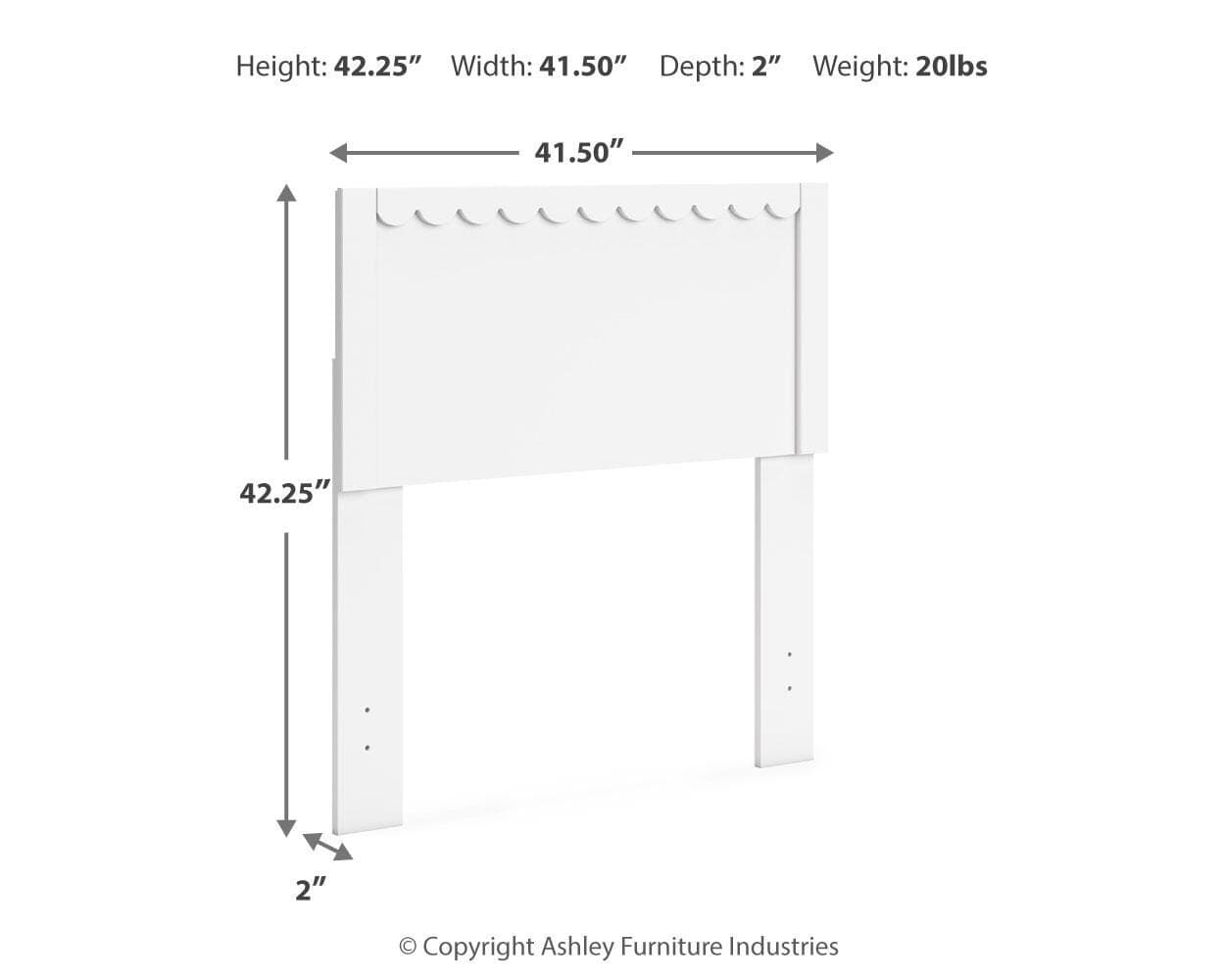 Hallityn Twin Panel Headboard — White — view 4