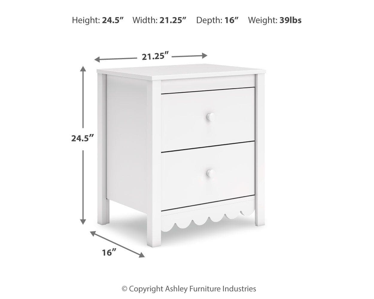 Hallityn Nightstand — White — view 4
