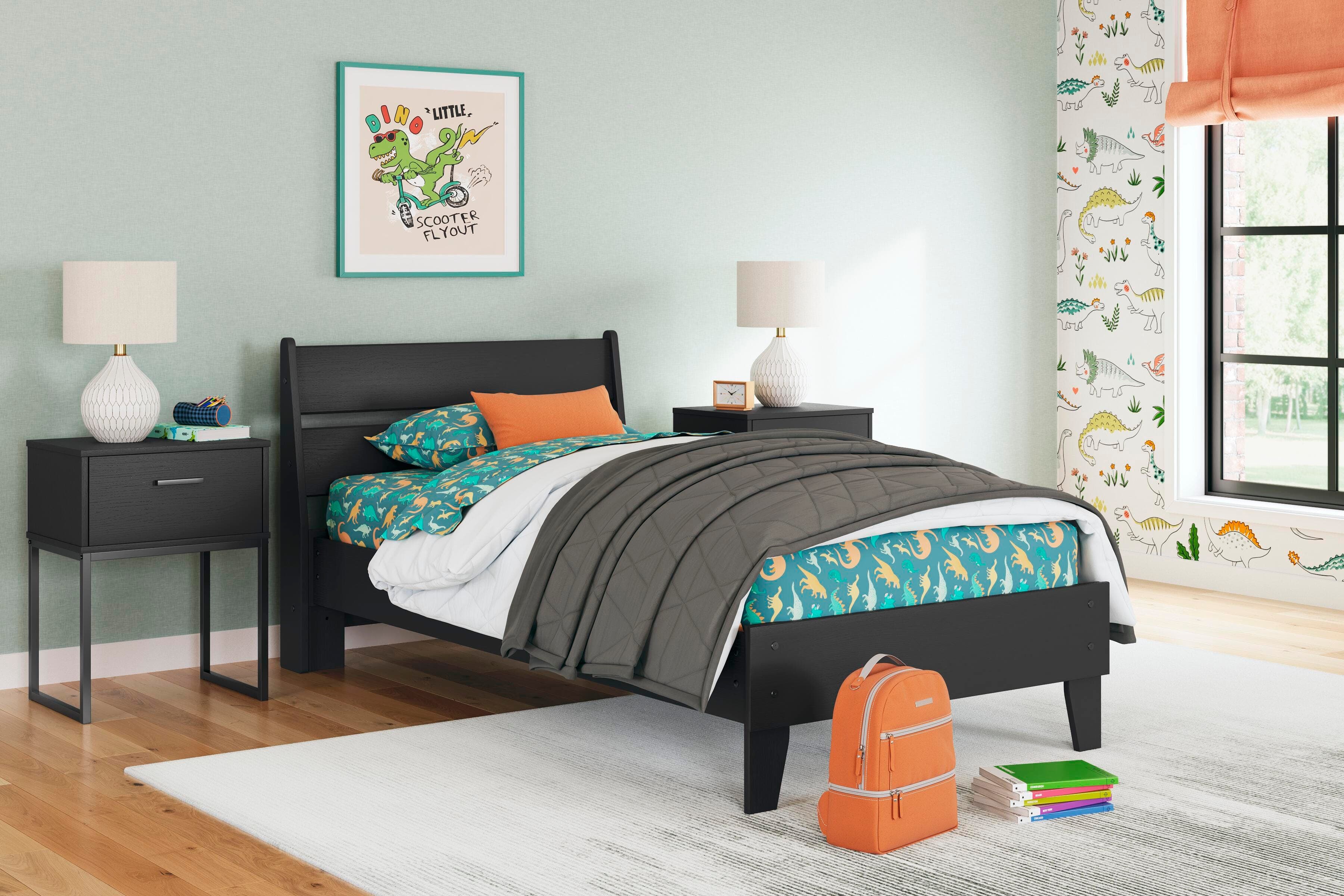Socalle Twin Panel Platform Bed — Black/Gray — view 2