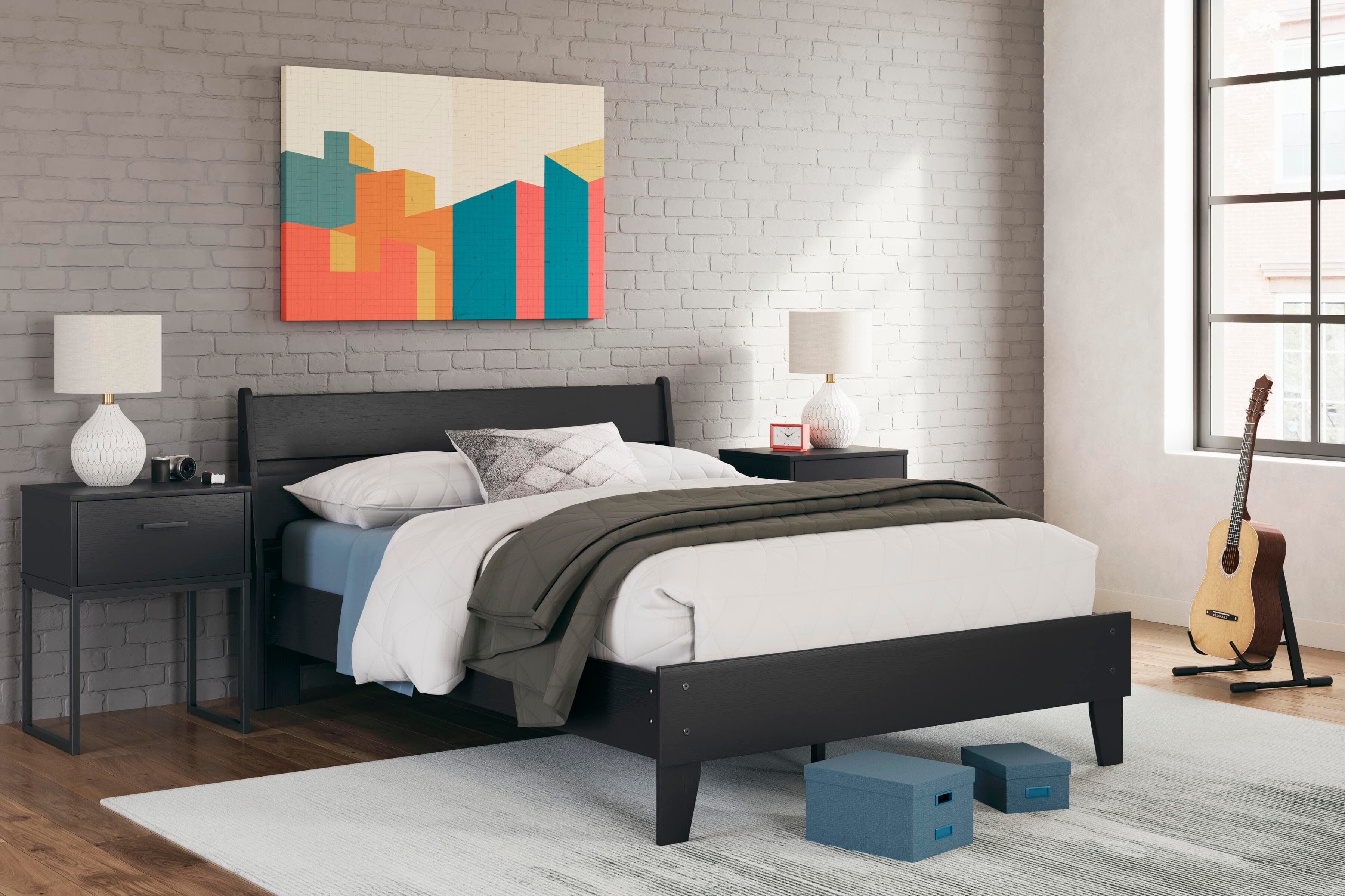 Socalle Full Panel Platform Bed — Black/Gray — view 2