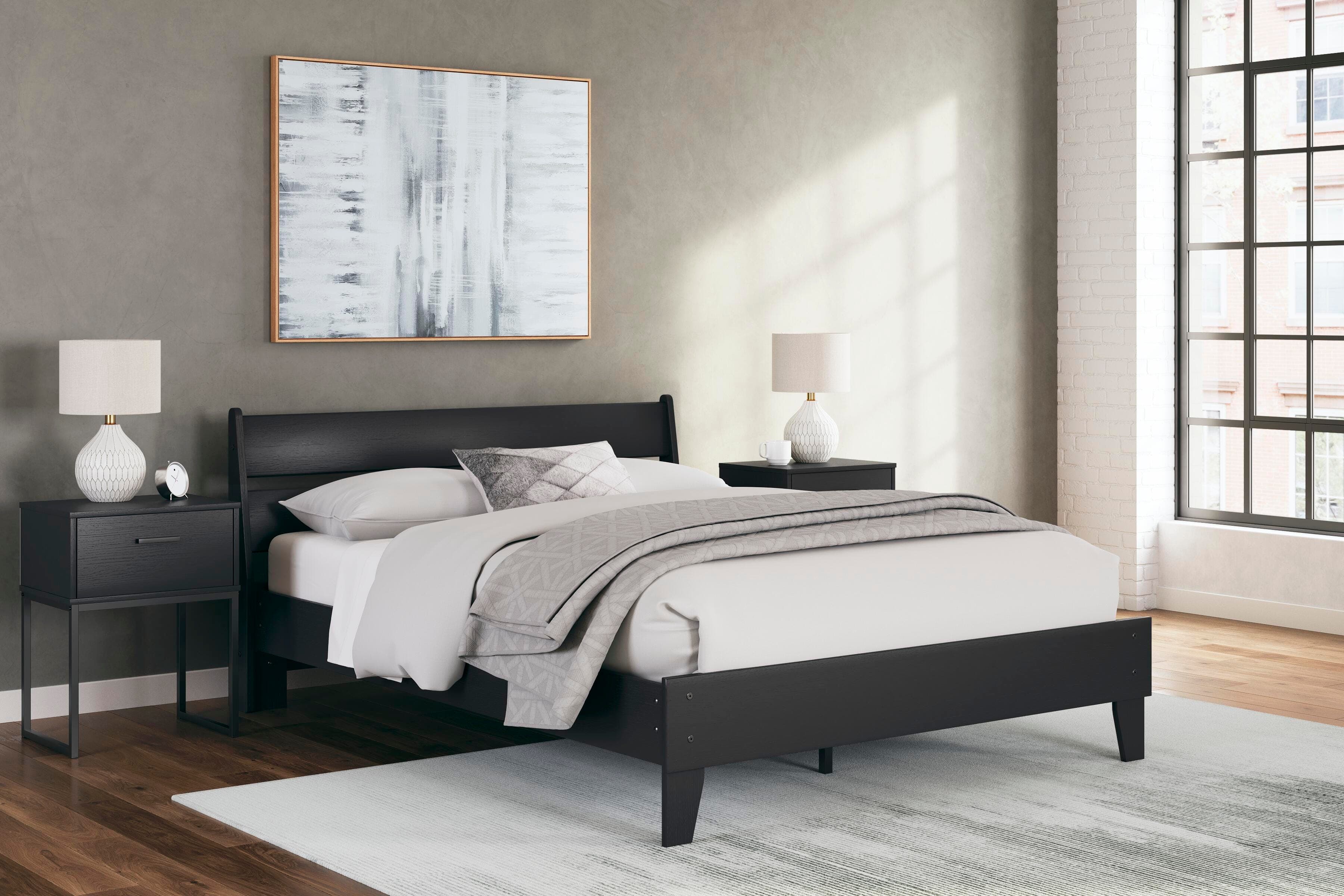 Socalle Queen Panel Platform Bed — Black/Gray — view 2
