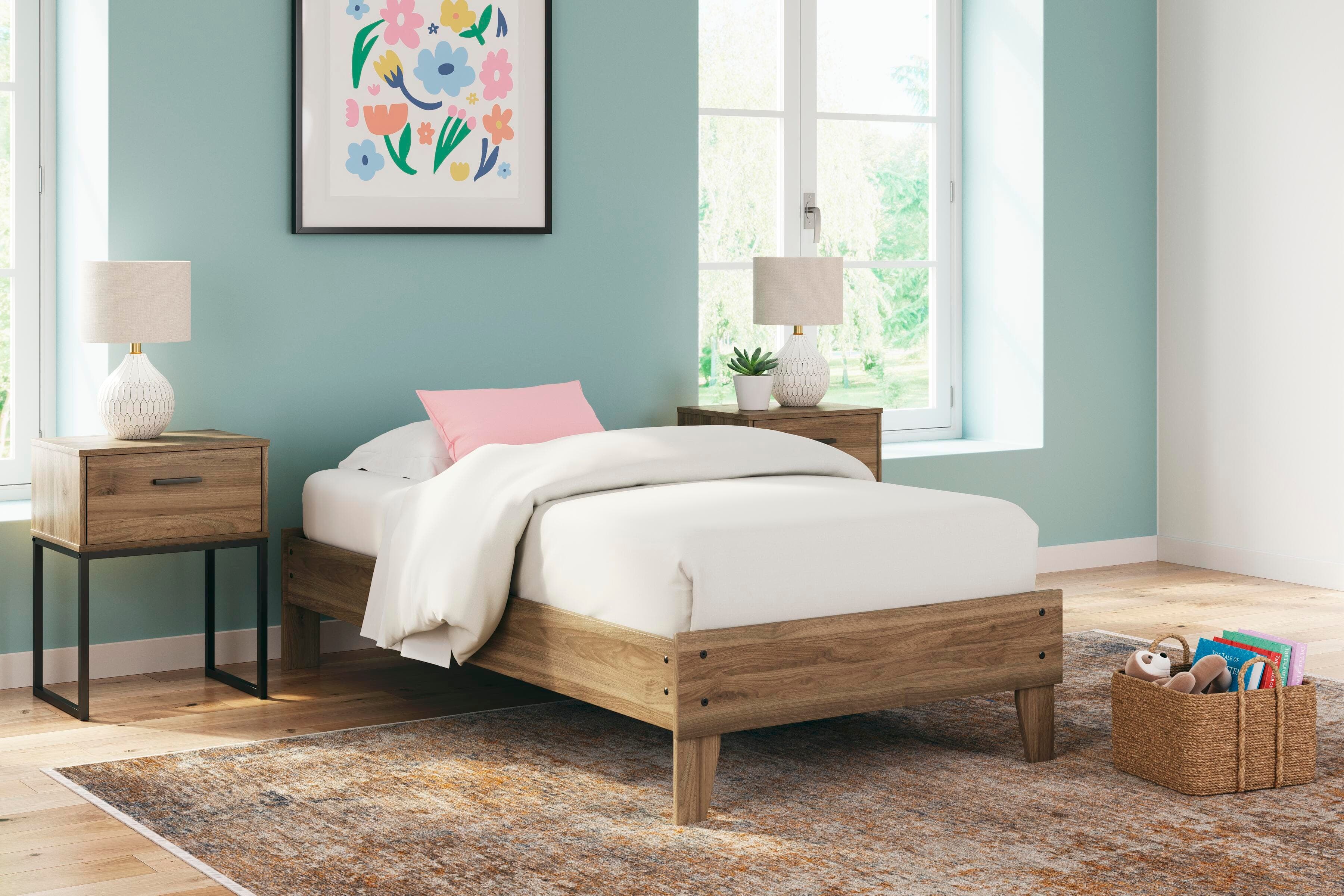 Deanlow Twin Platform Bed — Brown/Beige — view 2