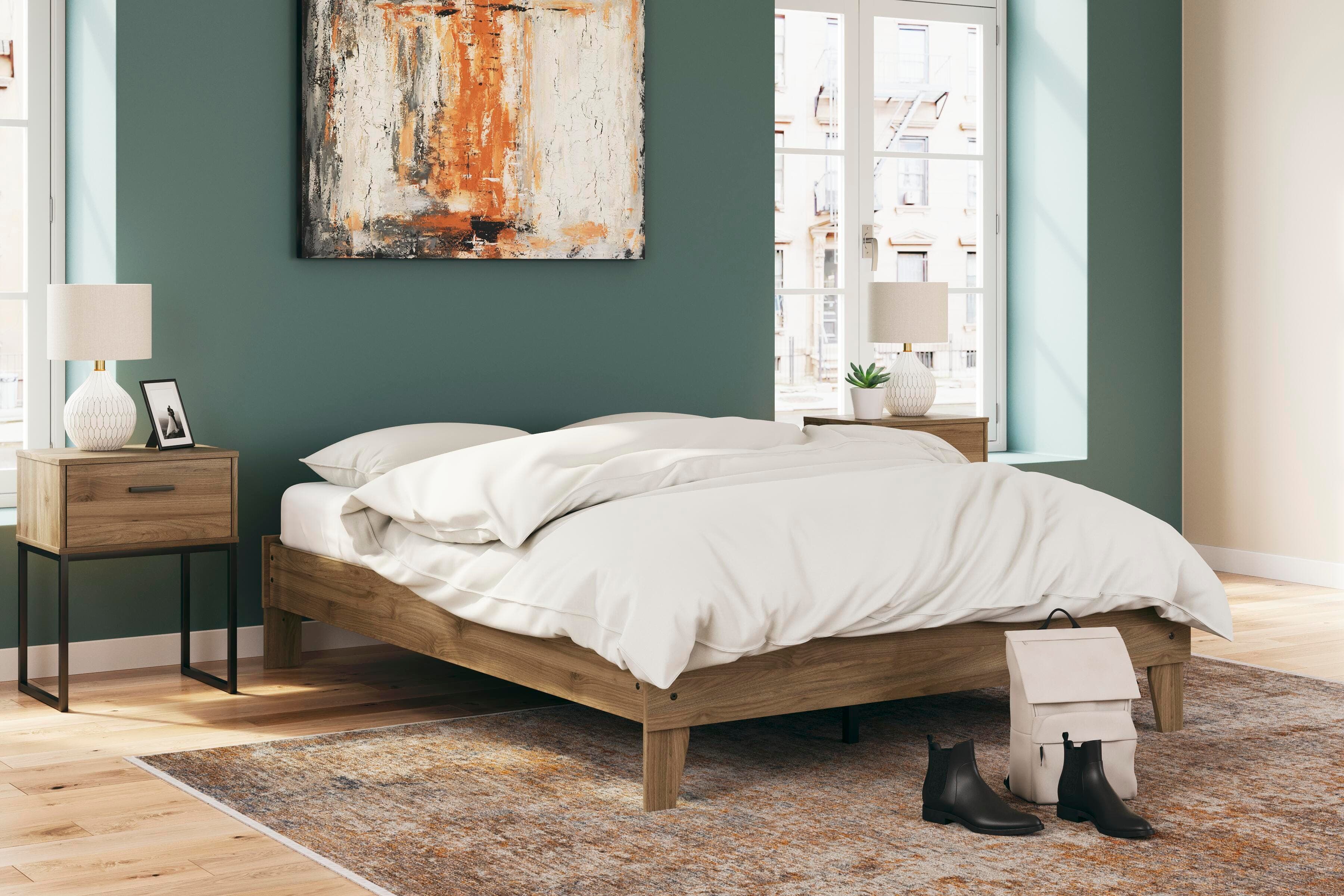 Deanlow Queen Platform Bed — Brown/Beige — view 2