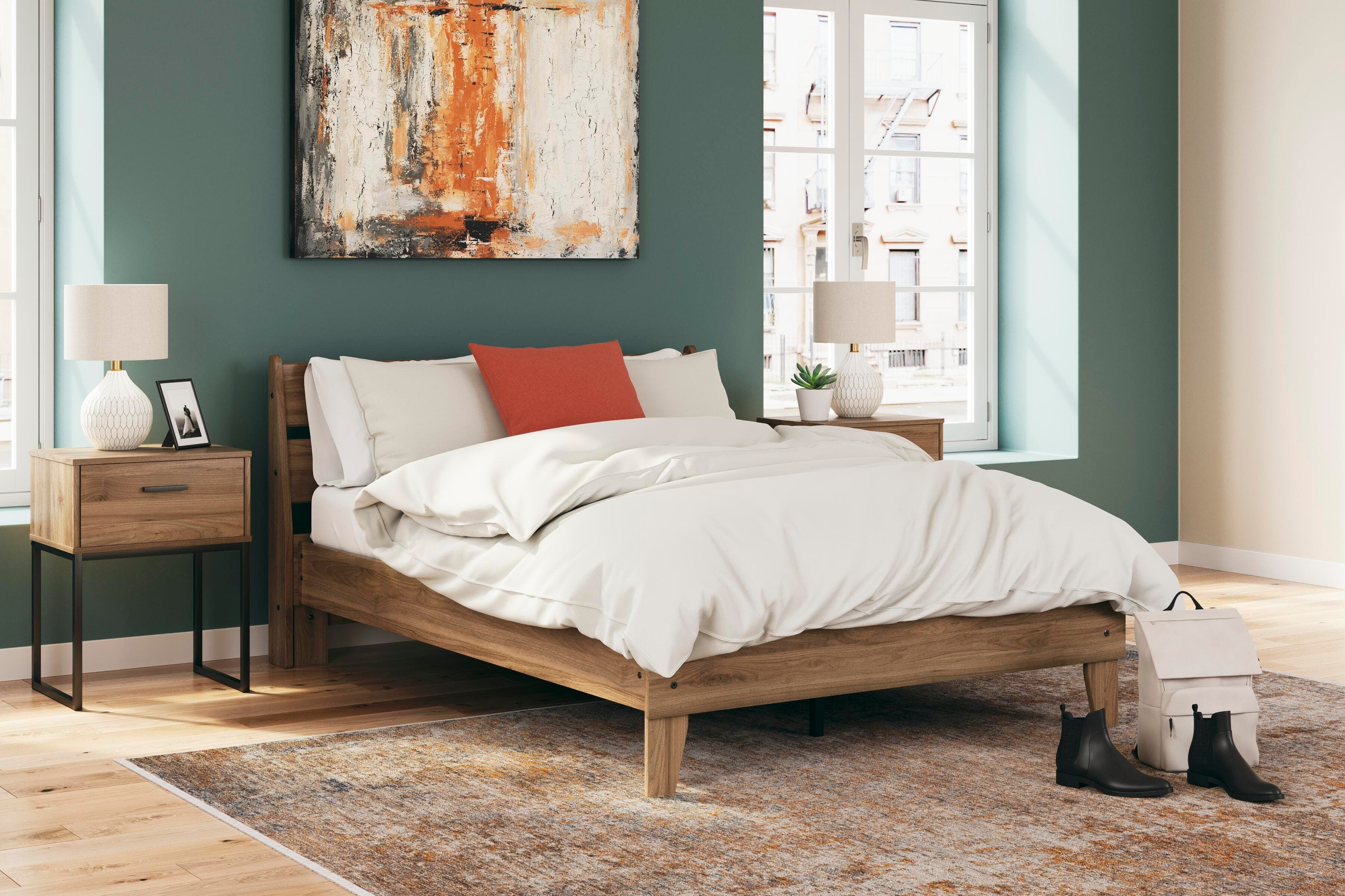 Deanlow Full Platform Panel Bed — Brown/Beige — view 2