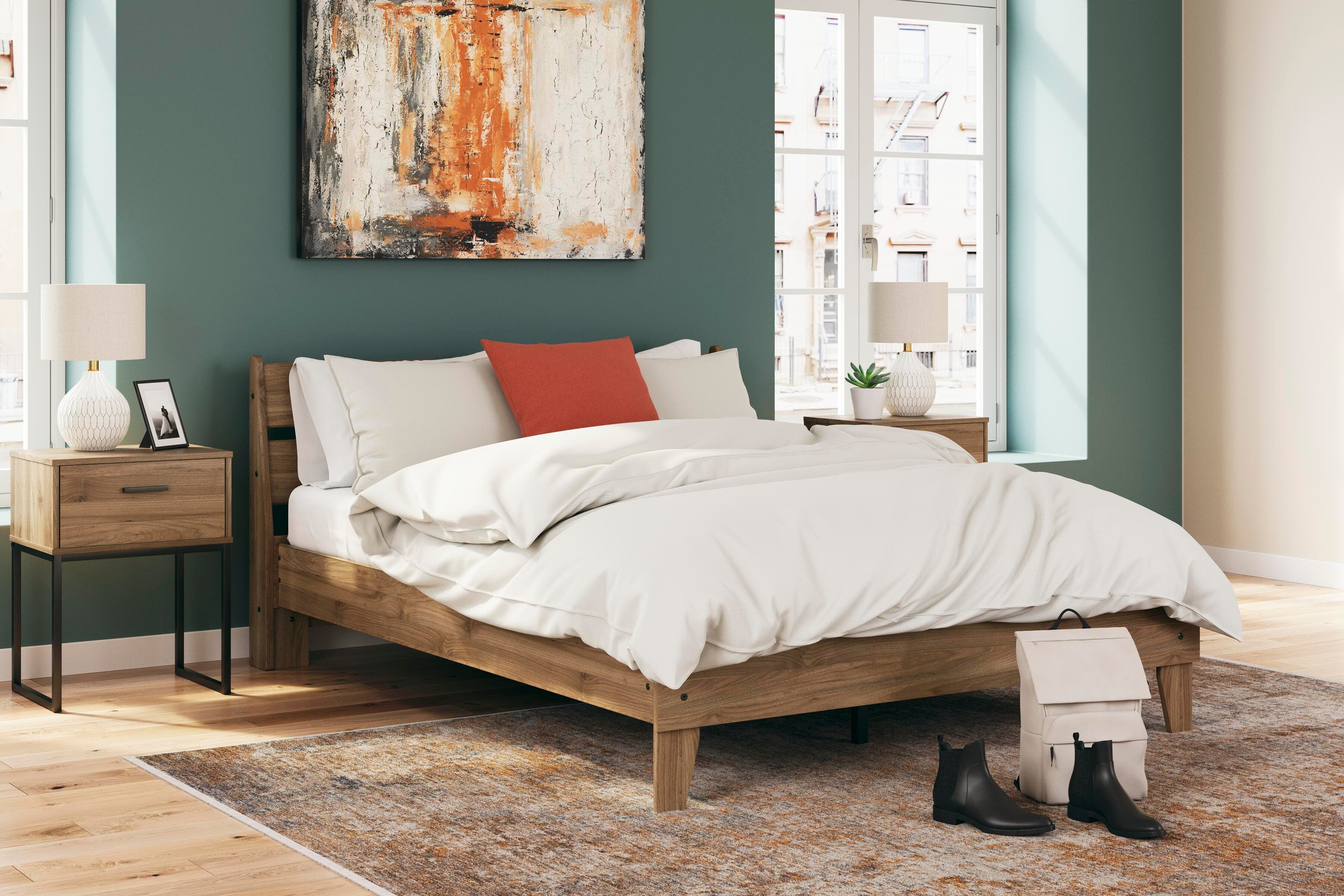 Deanlow Queen Platform Panel Bed — Brown/Beige — view 2