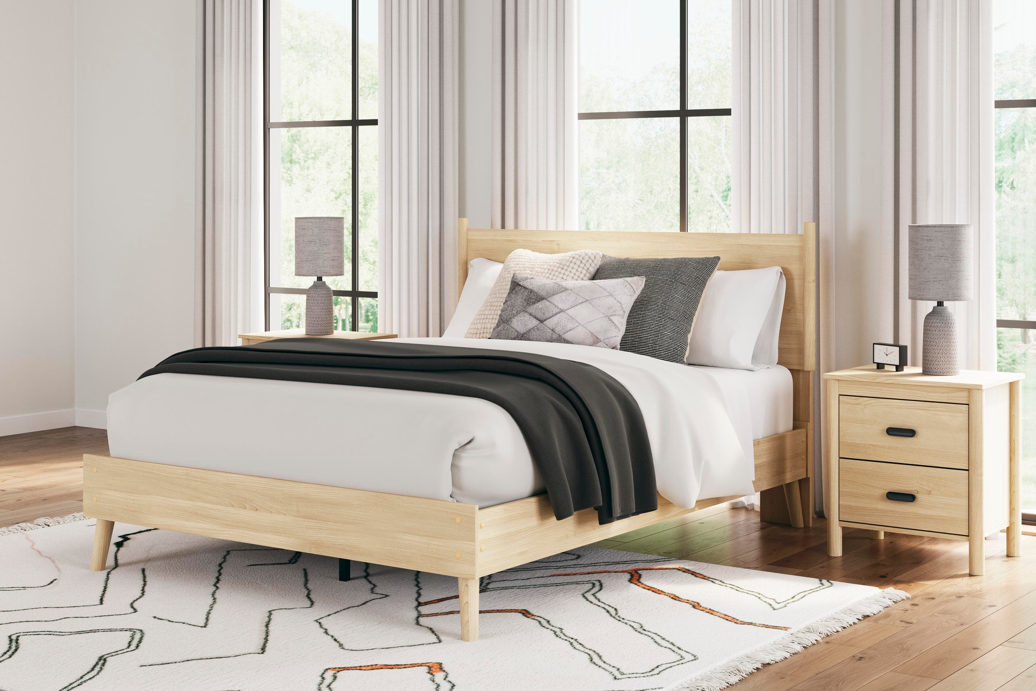 Cabinella Queen Platform Panel Bed — Brown/Beige & Natural — view 2