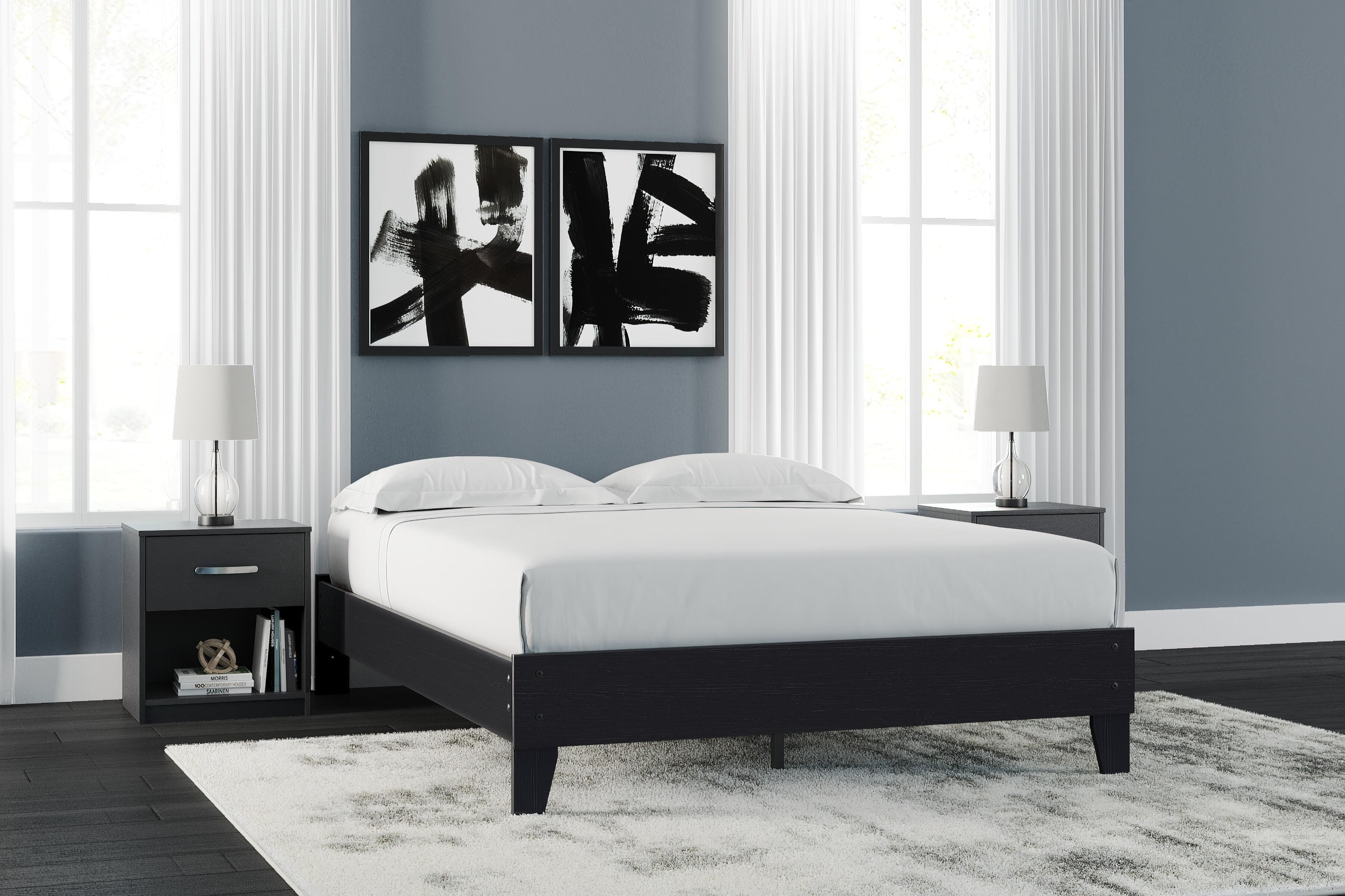 Finch Queen Platform Bed — Black/Gray — view 3