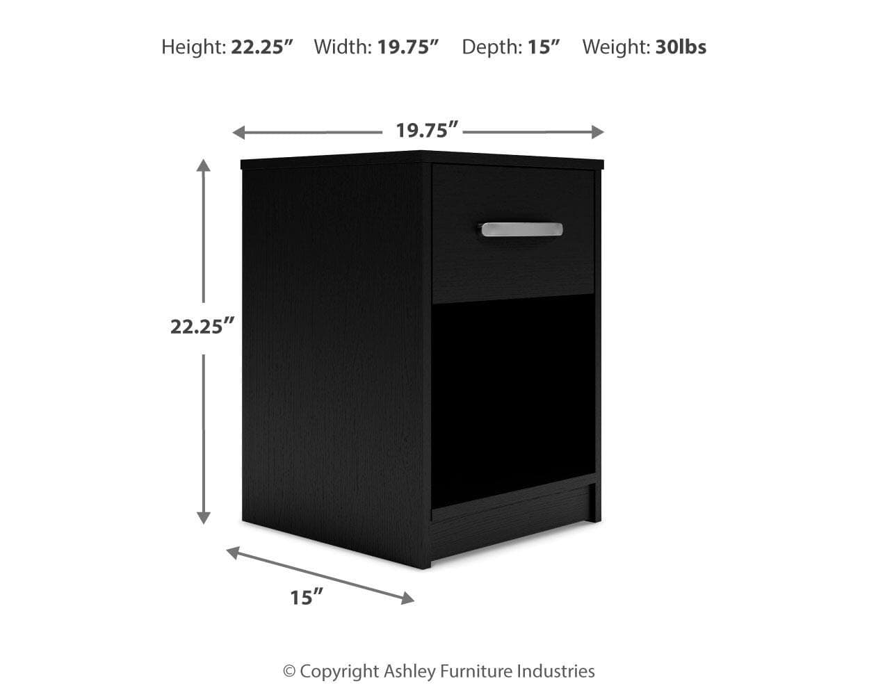 Finch Nightstand — Black/Gray — view 4