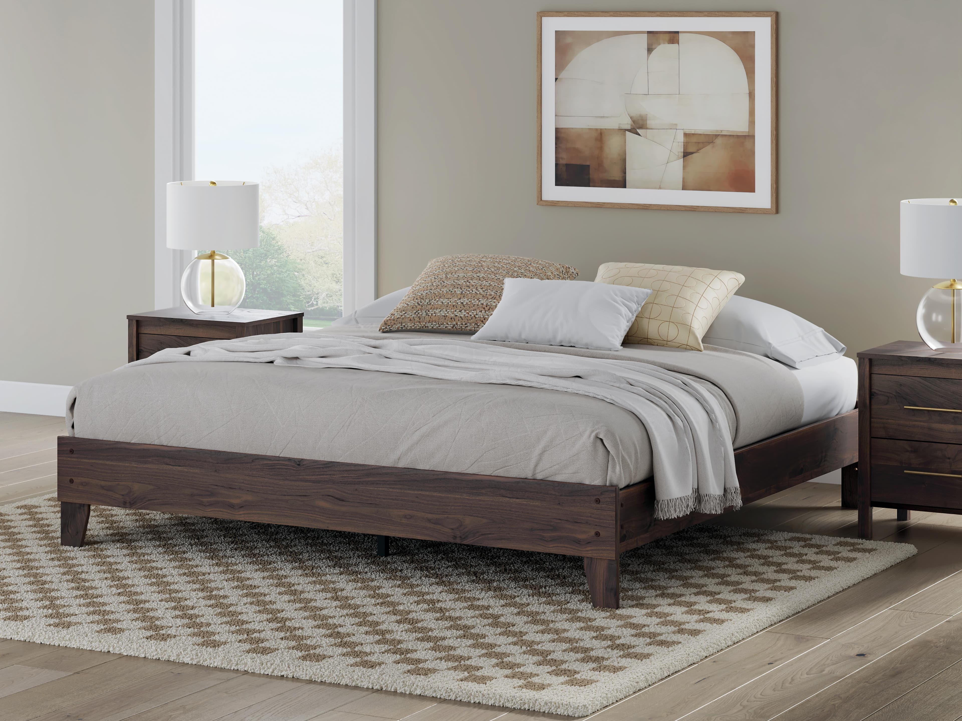 Calverson King Platform Bed — Brown/Beige — view 2