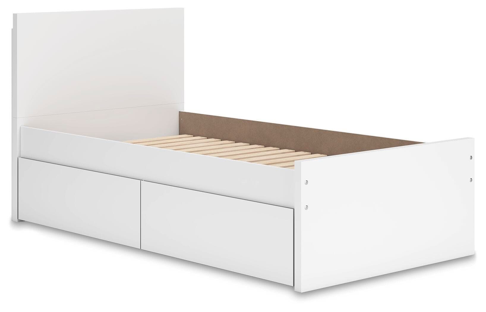 Onita Twin Panel Platform Bed with 1 Side Storage — White — view 3