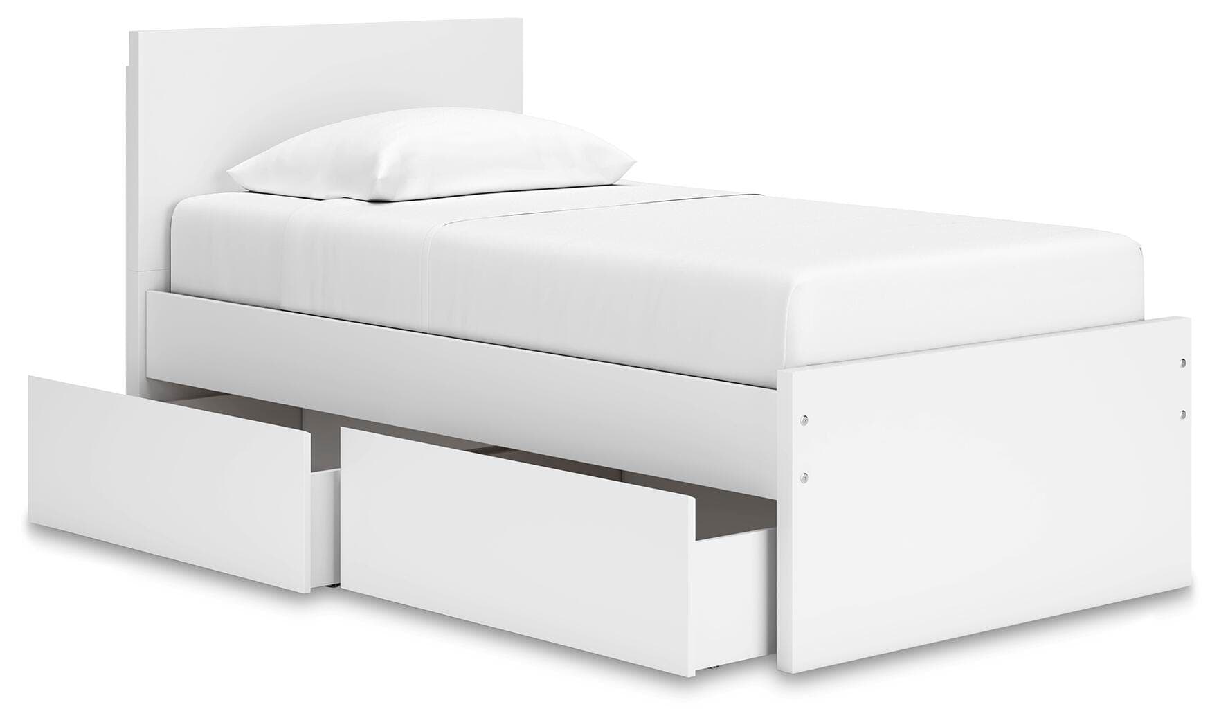 Onita Twin Panel Platform Bed with 1 Side Storage — White — view 5