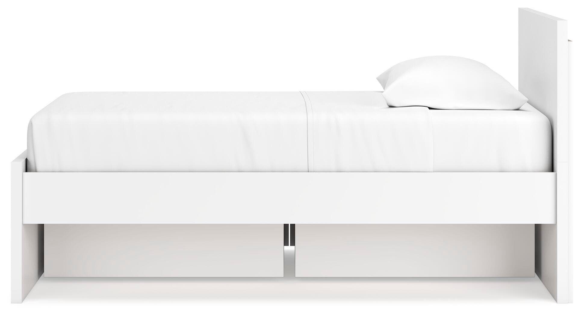 Onita Twin Panel Platform Bed with 1 Side Storage — White — view 8
