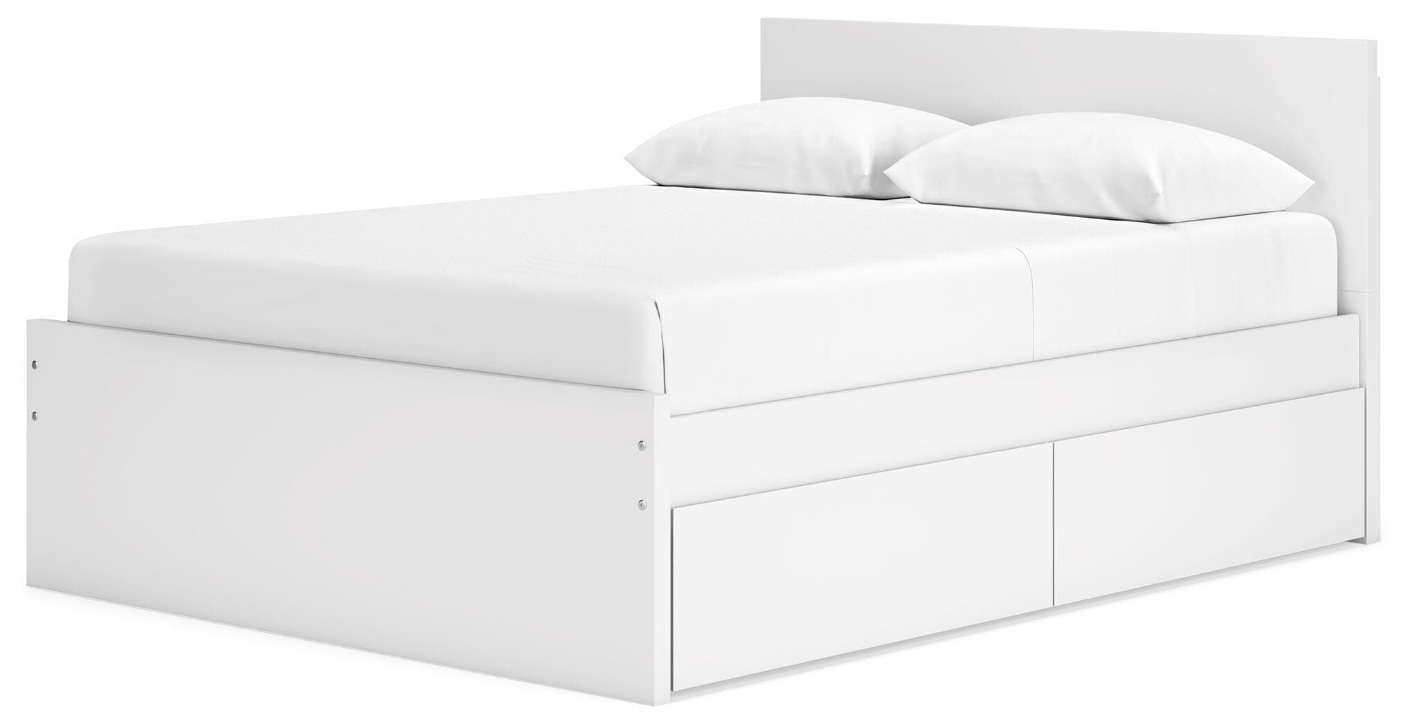 Onita Queen Panel Platform Bed with 2 Side Storage — White — view 4