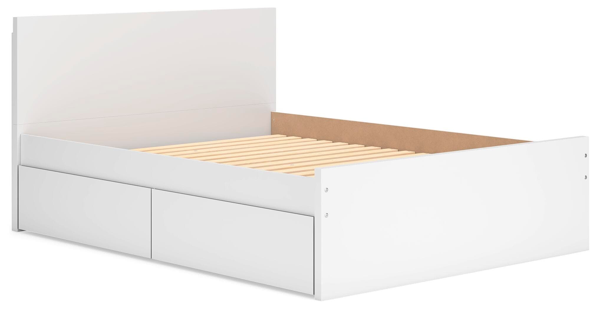 Onita Queen Panel Platform Bed with 2 Side Storage — White — view 3