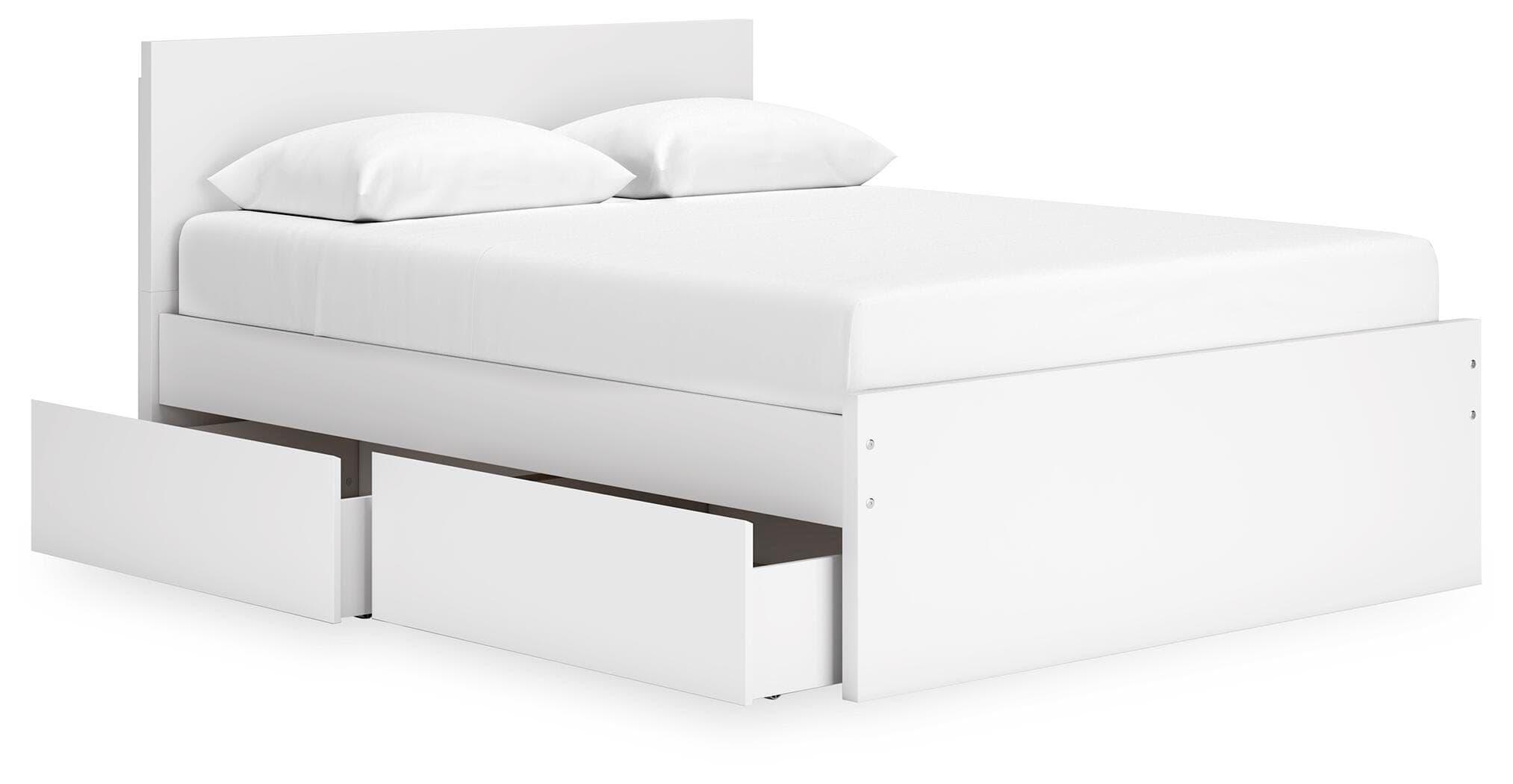 Onita Queen Panel Platform Bed with 2 Side Storage — White — view 5