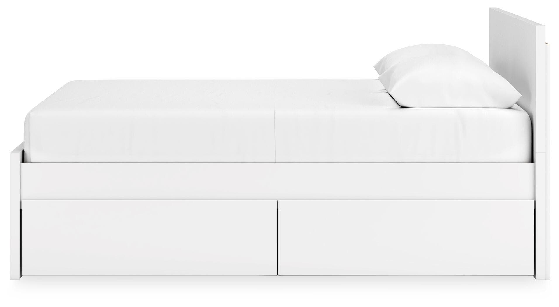 Onita Queen Panel Platform Bed with 2 Side Storage — White — view 8