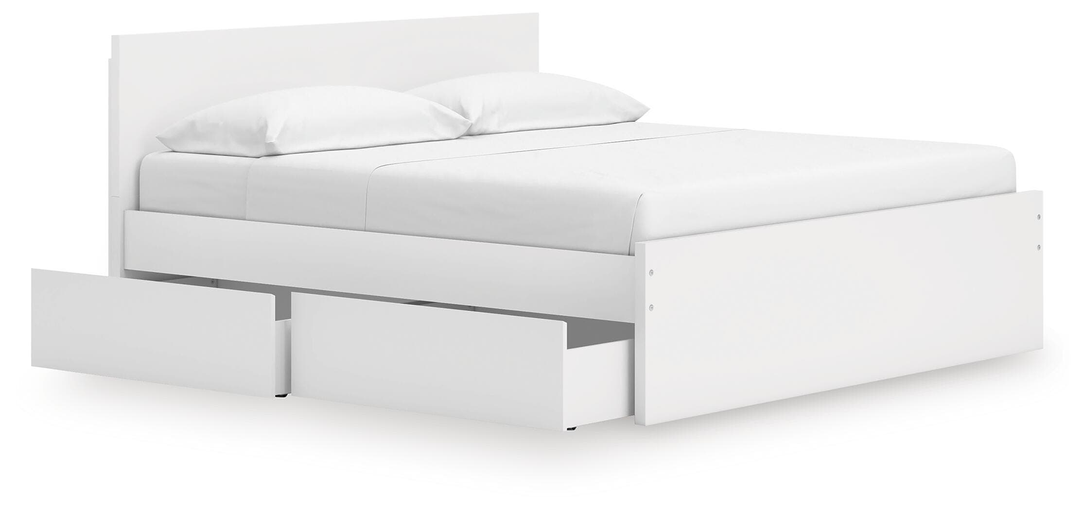 Onita King Panel Platform Bed with 2 Side Storage — White — view 3