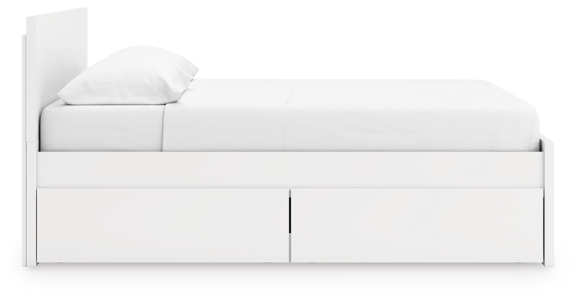 Onita King Panel Platform Bed with 2 Side Storage — White — view 7