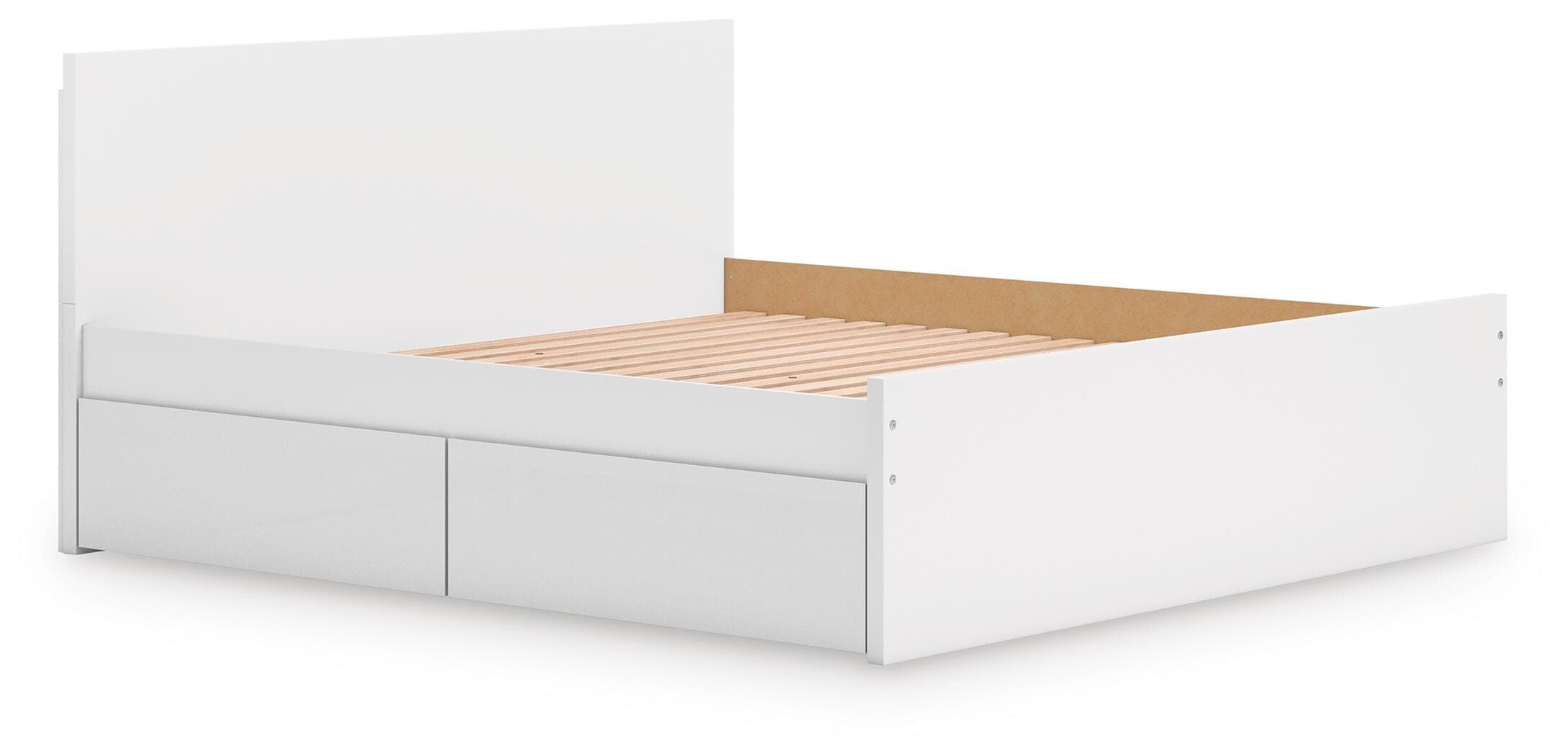 Onita King Panel Platform Bed with Storage — White — view 4