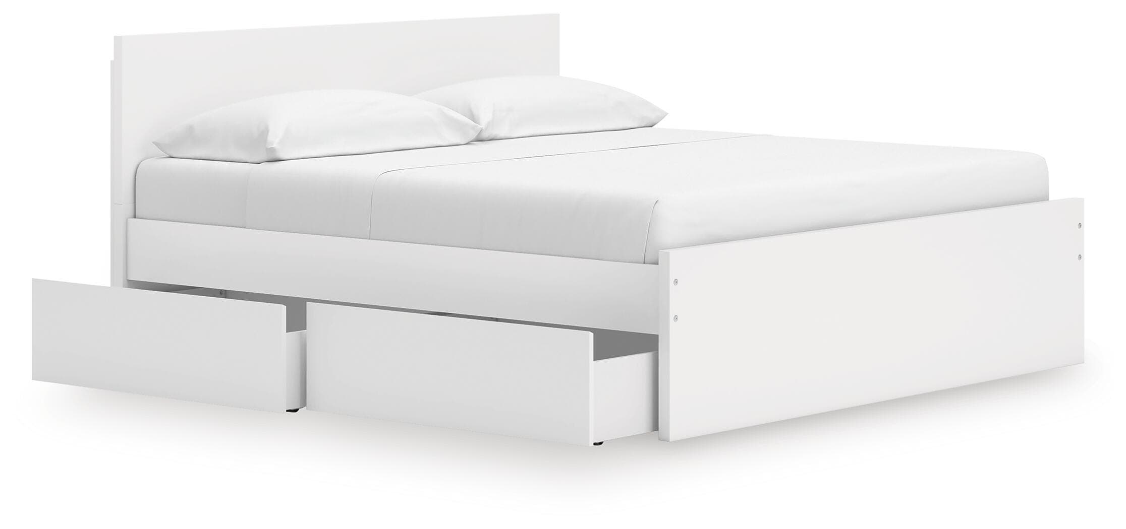 Onita King Panel Platform Bed with Storage — White — view 3