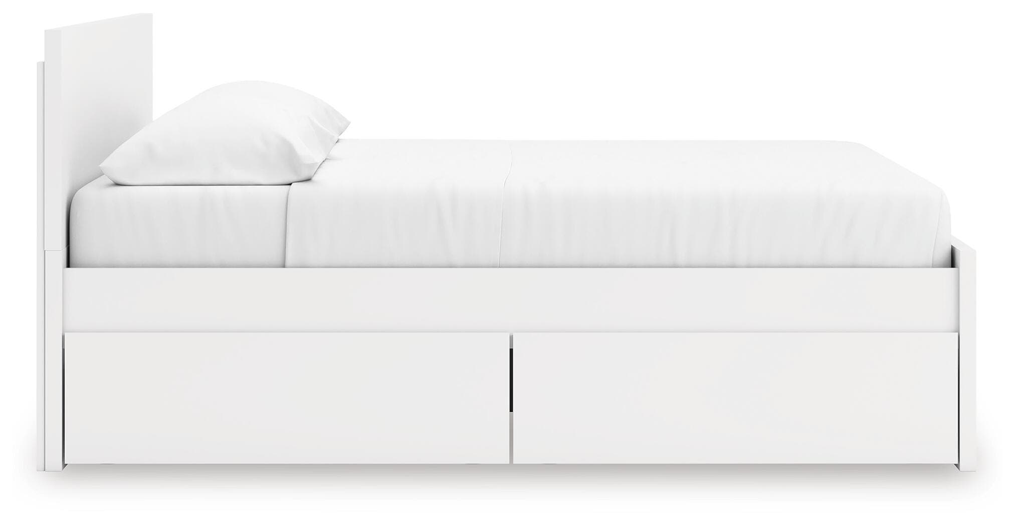 Onita King Panel Platform Bed with Storage — White — view 7