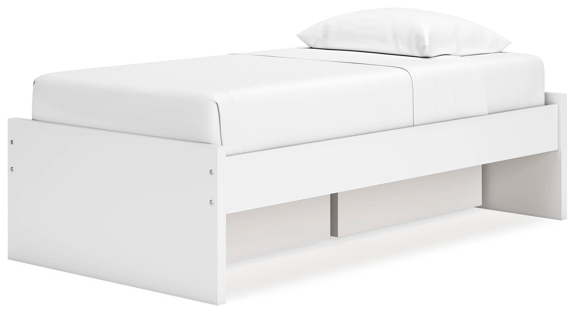 Onita Twin Platform Bed with 1 Side Storage — White — view 4