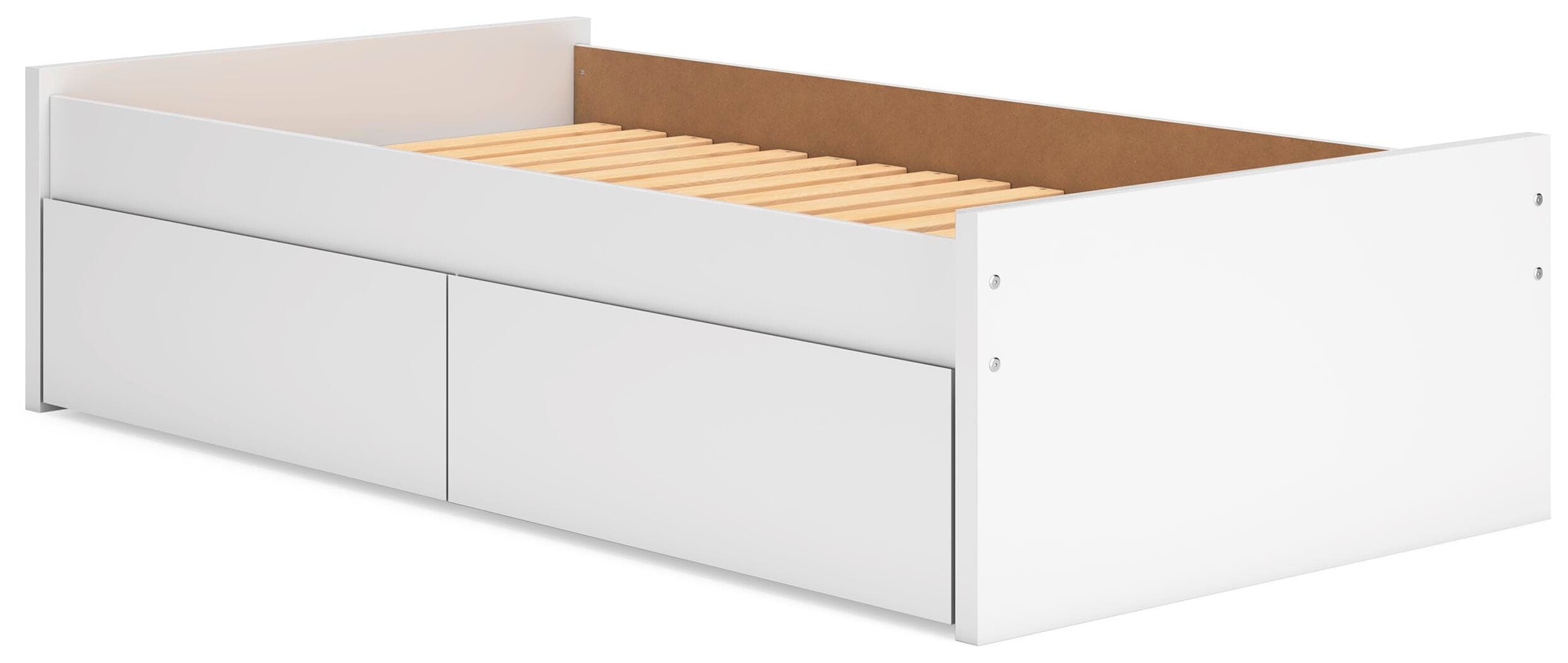 Onita Twin Platform Bed with 1 Side Storage — White — view 3
