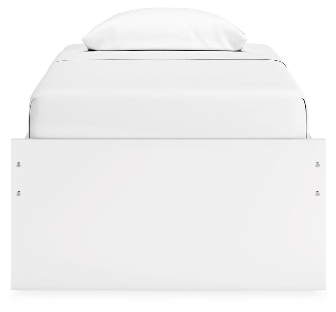 Onita Twin Platform Bed with 1 Side Storage — White — view 6