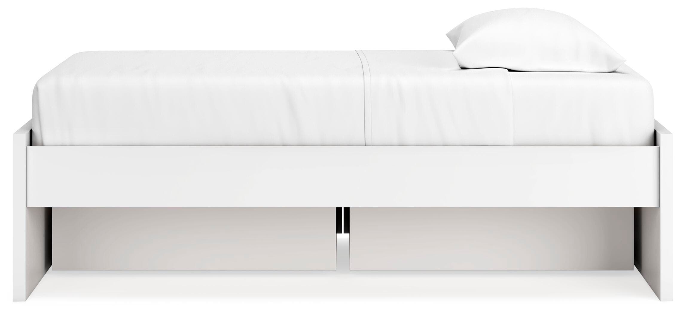 Onita Twin Platform Bed with 1 Side Storage — White — view 8