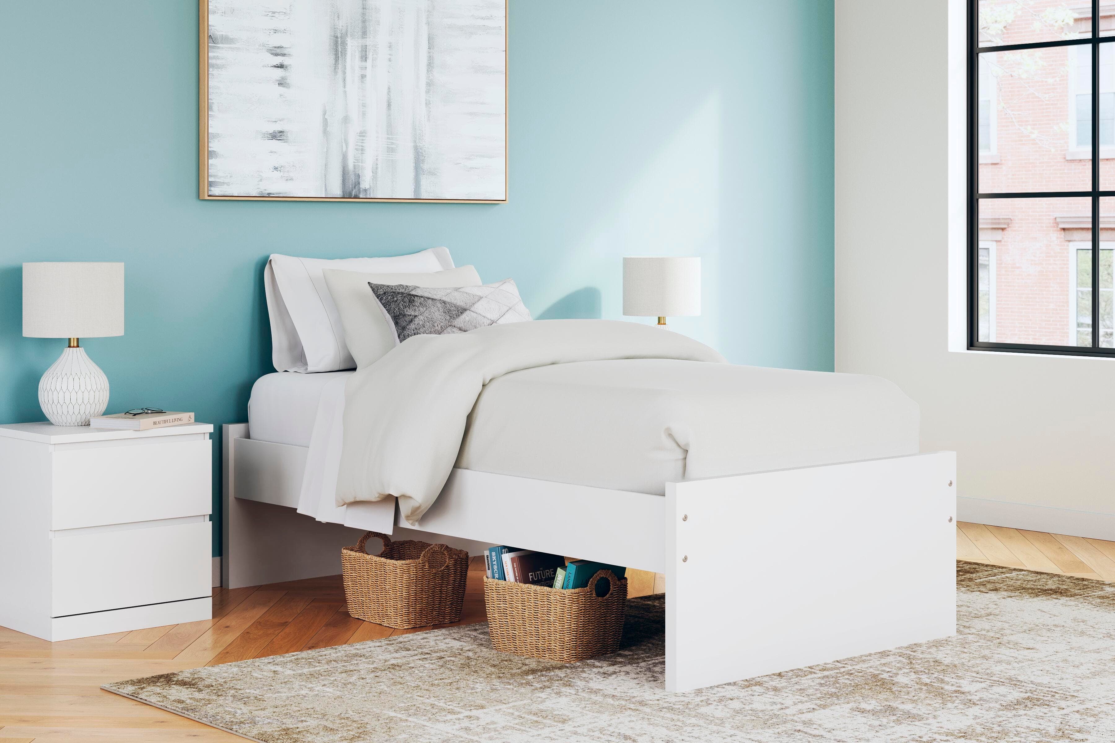 Onita Twin Platform Bed — White — view 2