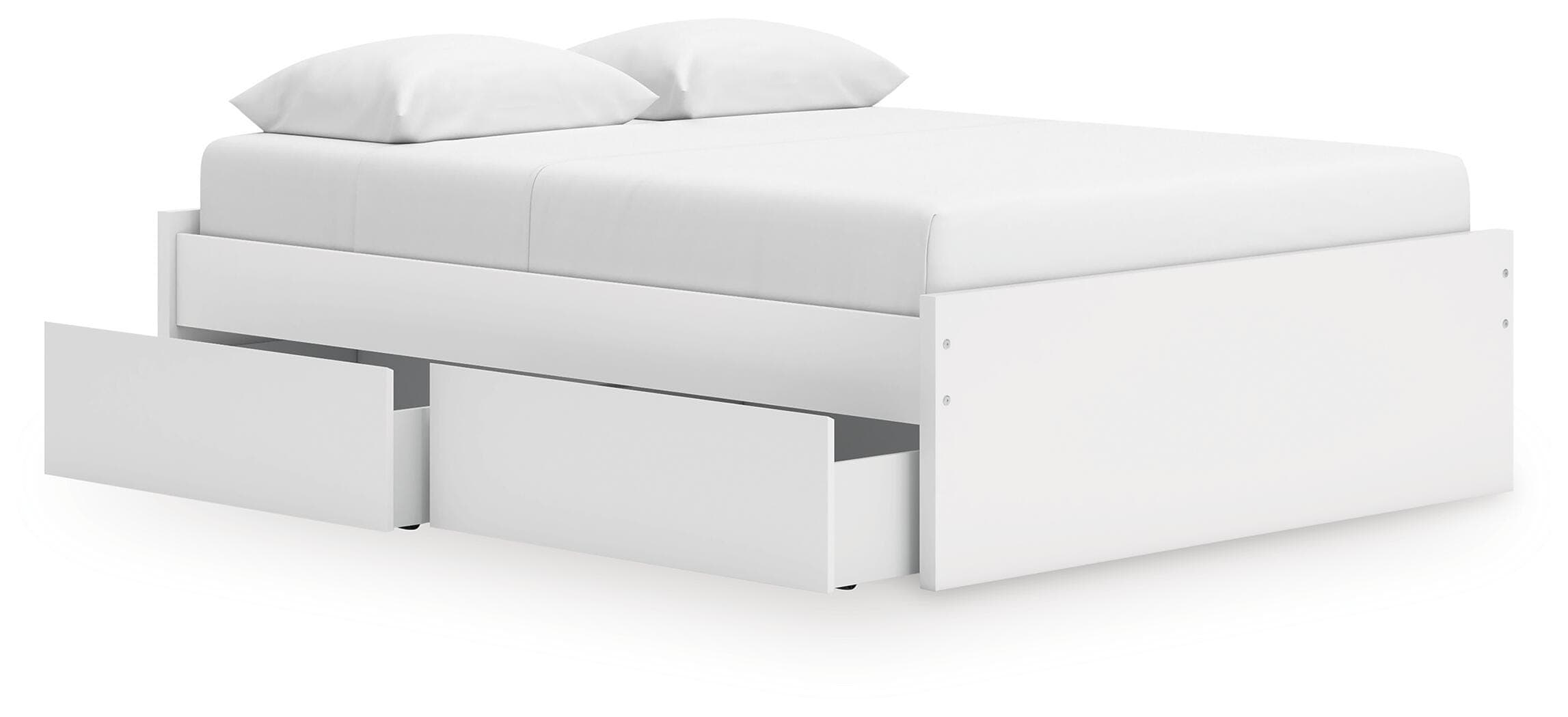 Onita Queen Platform Bed with 1 Side Storage — White — view 3