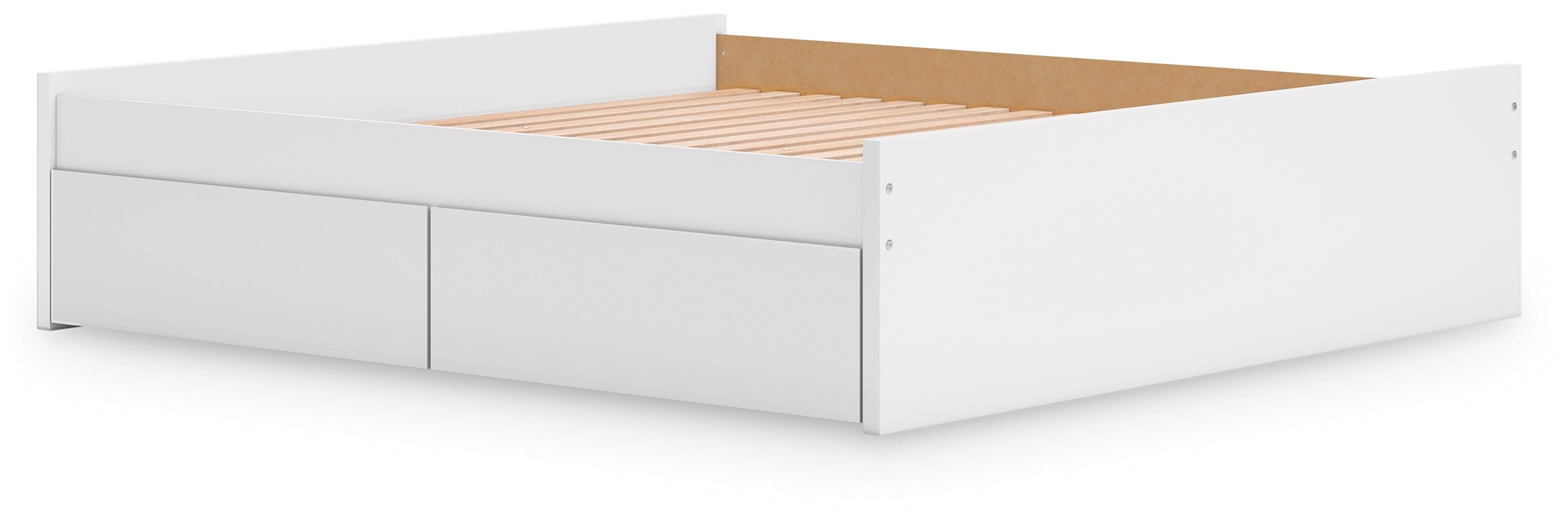 Onita King Platform Bed with 1 Side Storage — White — view 4