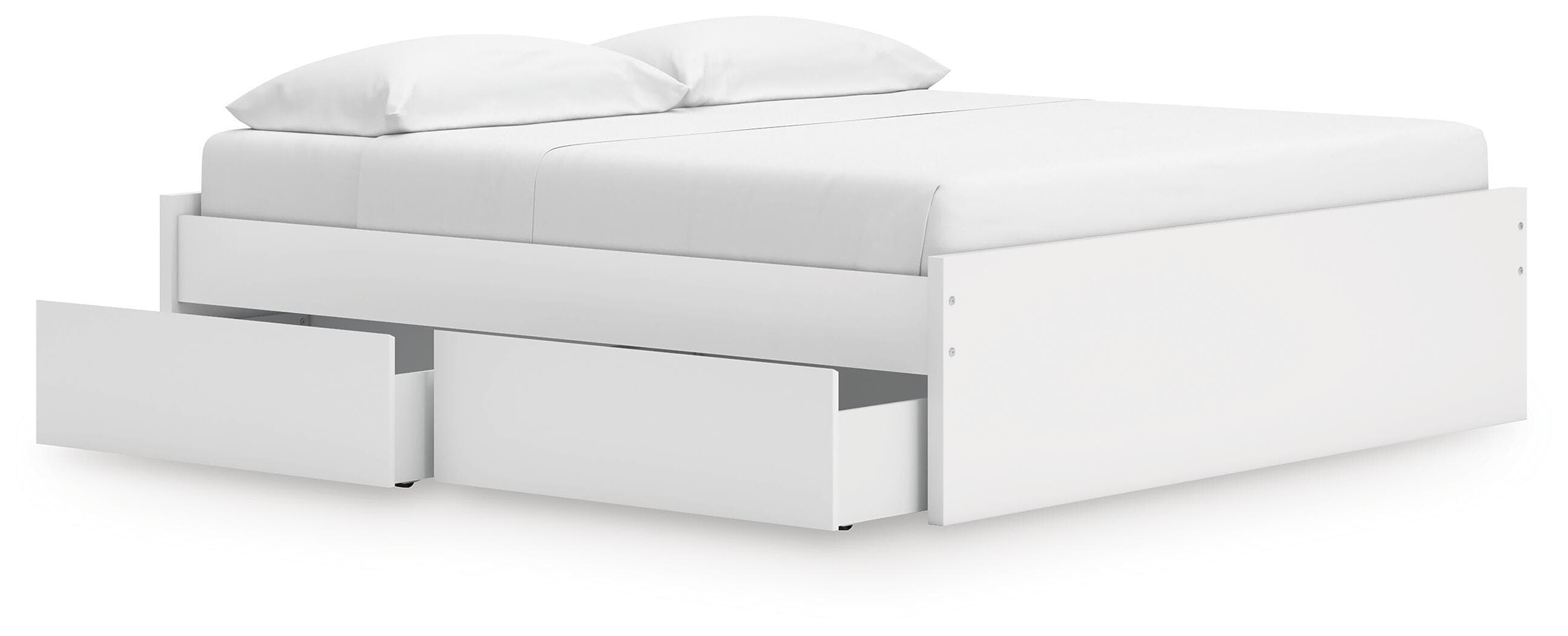 Onita King Platform Bed with 1 Side Storage — White — view 3