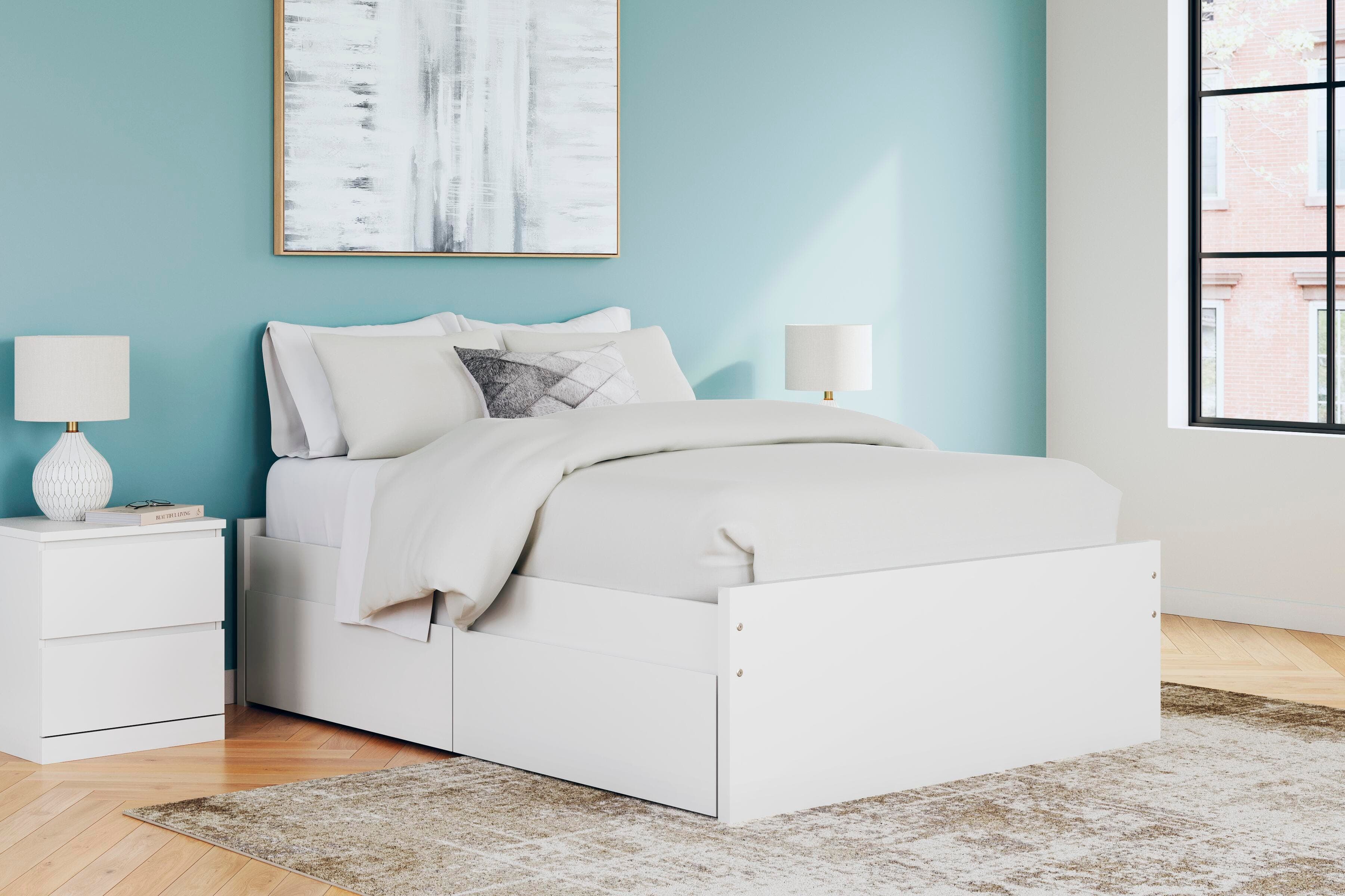 Onita Full Platform Bed with 2 Side Storage — White — view 2