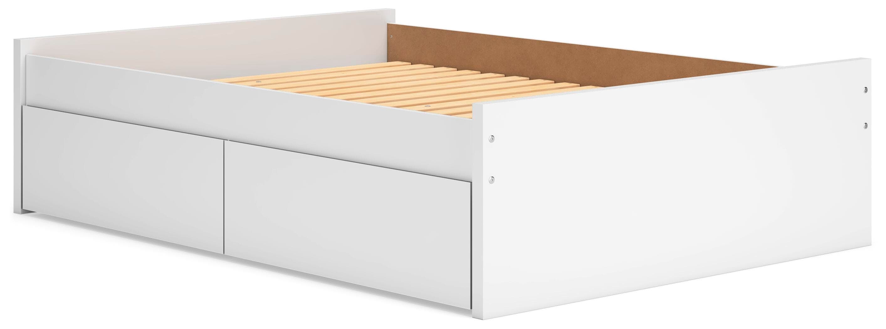 Onita Full Platform Bed with 1 Side Storage — White — view 3