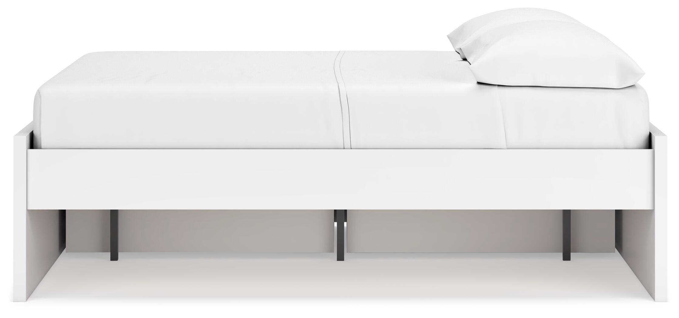 Onita Full Platform Bed with 1 Side Storage — White — view 7