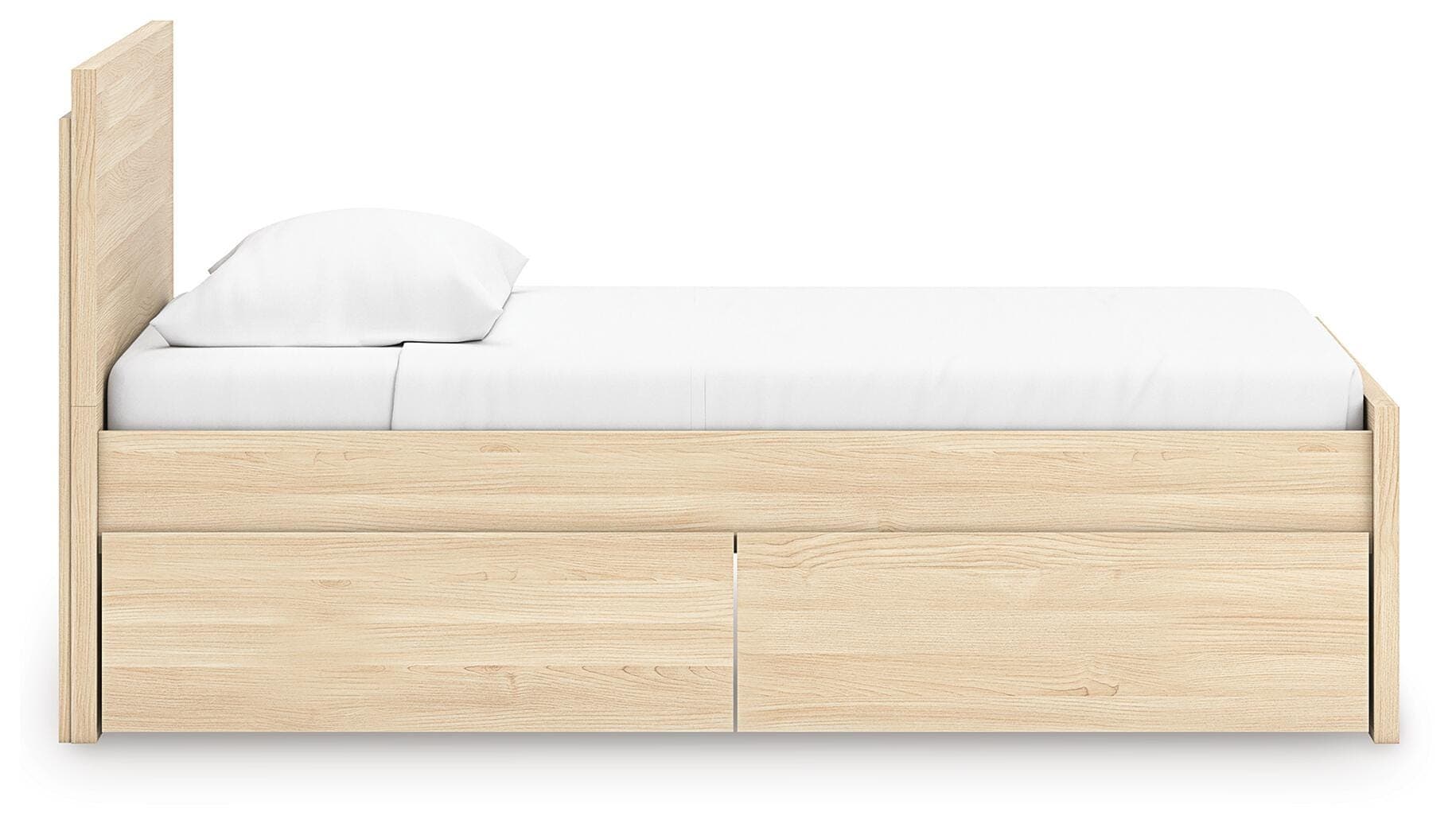 Onita Twin Panel Platform Bed with 1 Side Storage — Natural — view 7