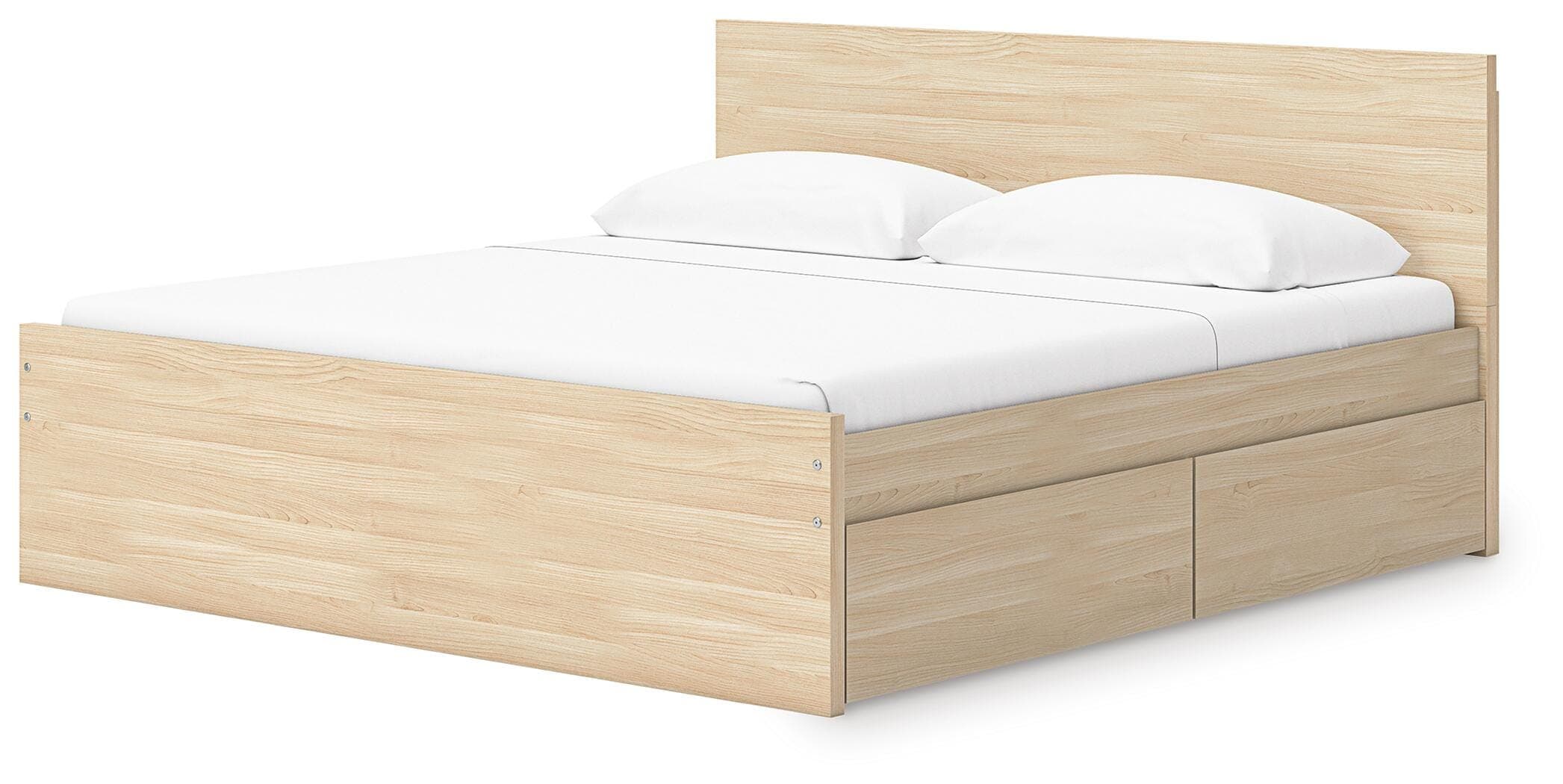 Onita Queen Panel Platform Bed with 2 Side Storage — Natural — view 4