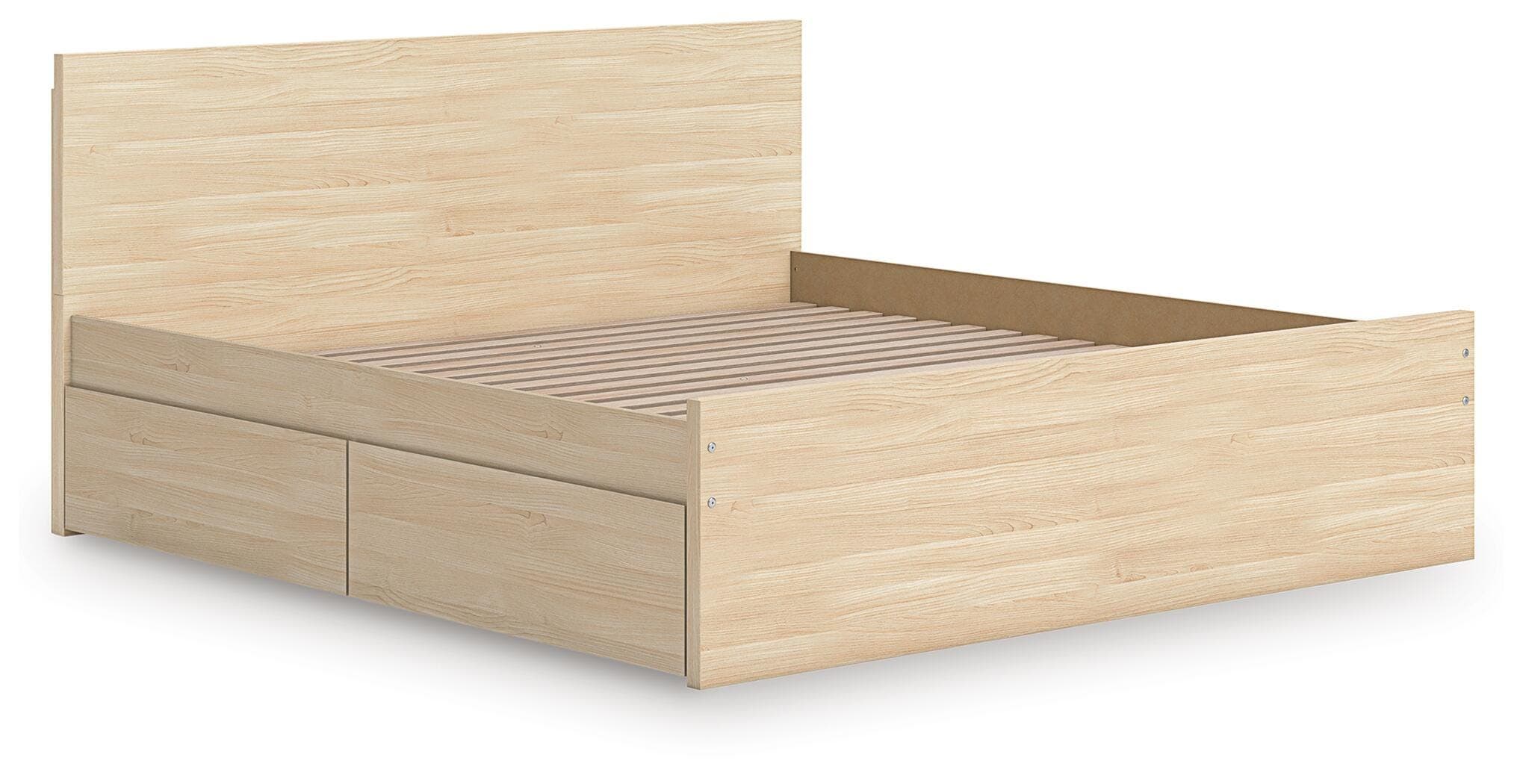Onita Queen Panel Platform Bed with 2 Side Storage — Natural — view 3