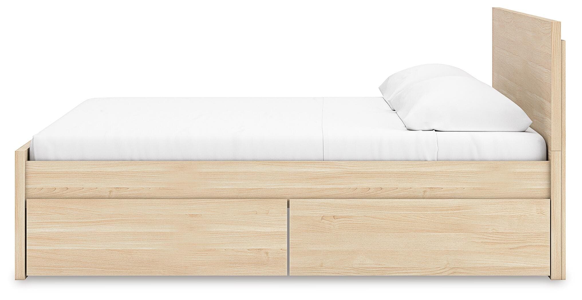 Onita Queen Panel Platform Bed with 2 Side Storage — Natural — view 8