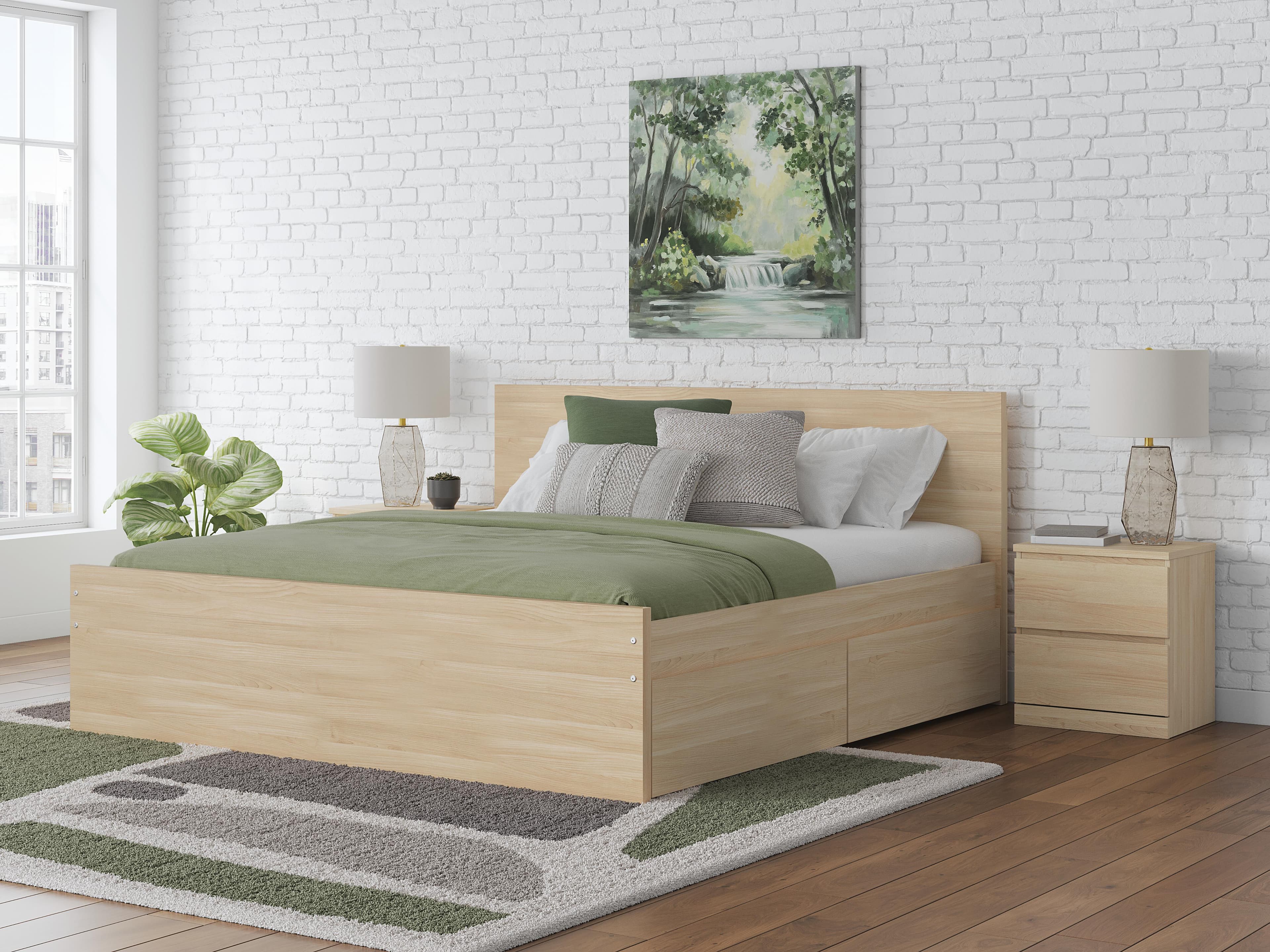 Onita Queen Panel Platform Bed with 2 Side Storage — Natural — view 2