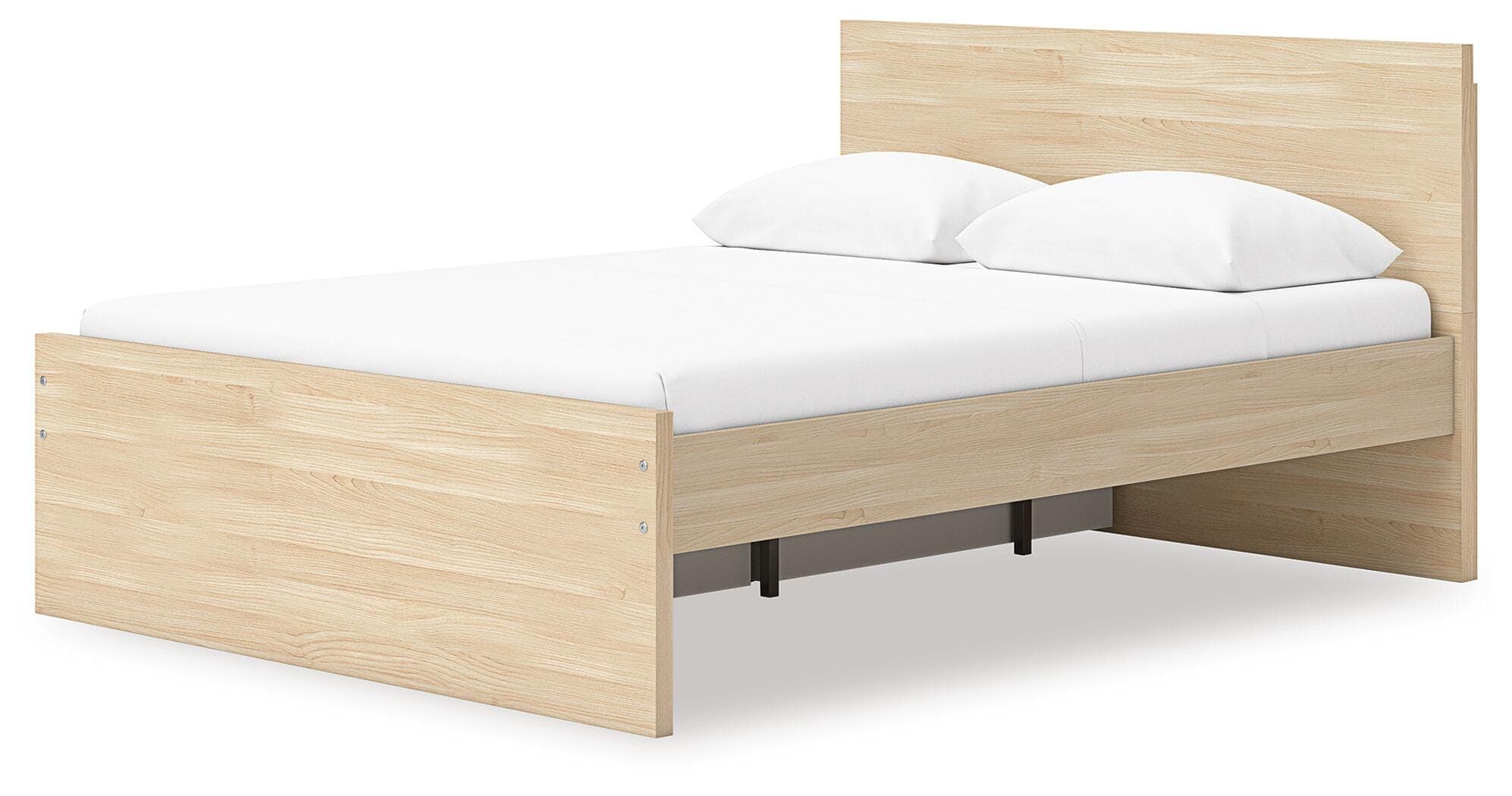 Onita Queen Panel Platform Bed with 1 Side Storage — Natural — view 6