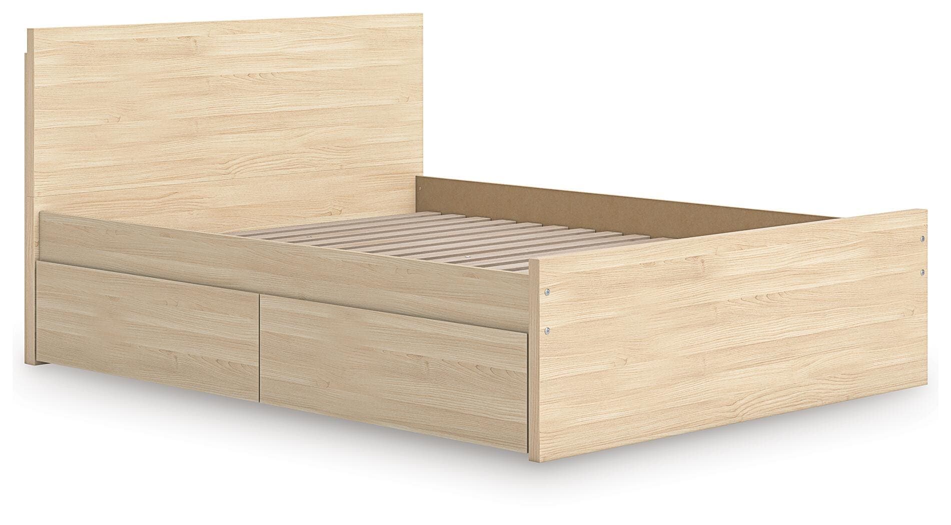 Onita Queen Panel Platform Bed with 1 Side Storage — Natural — view 4