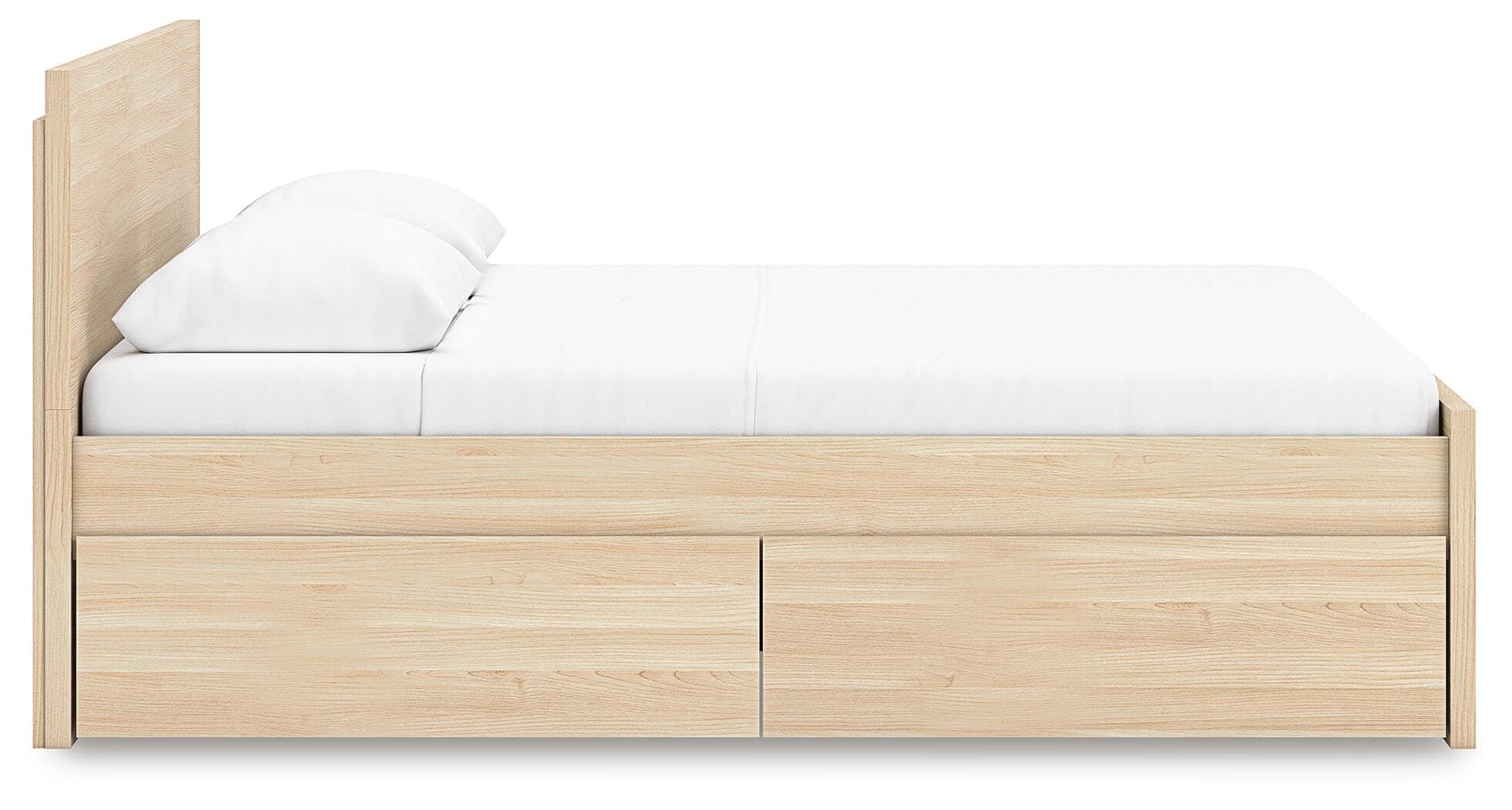 Onita Queen Panel Platform Bed with 1 Side Storage — Natural — view 7