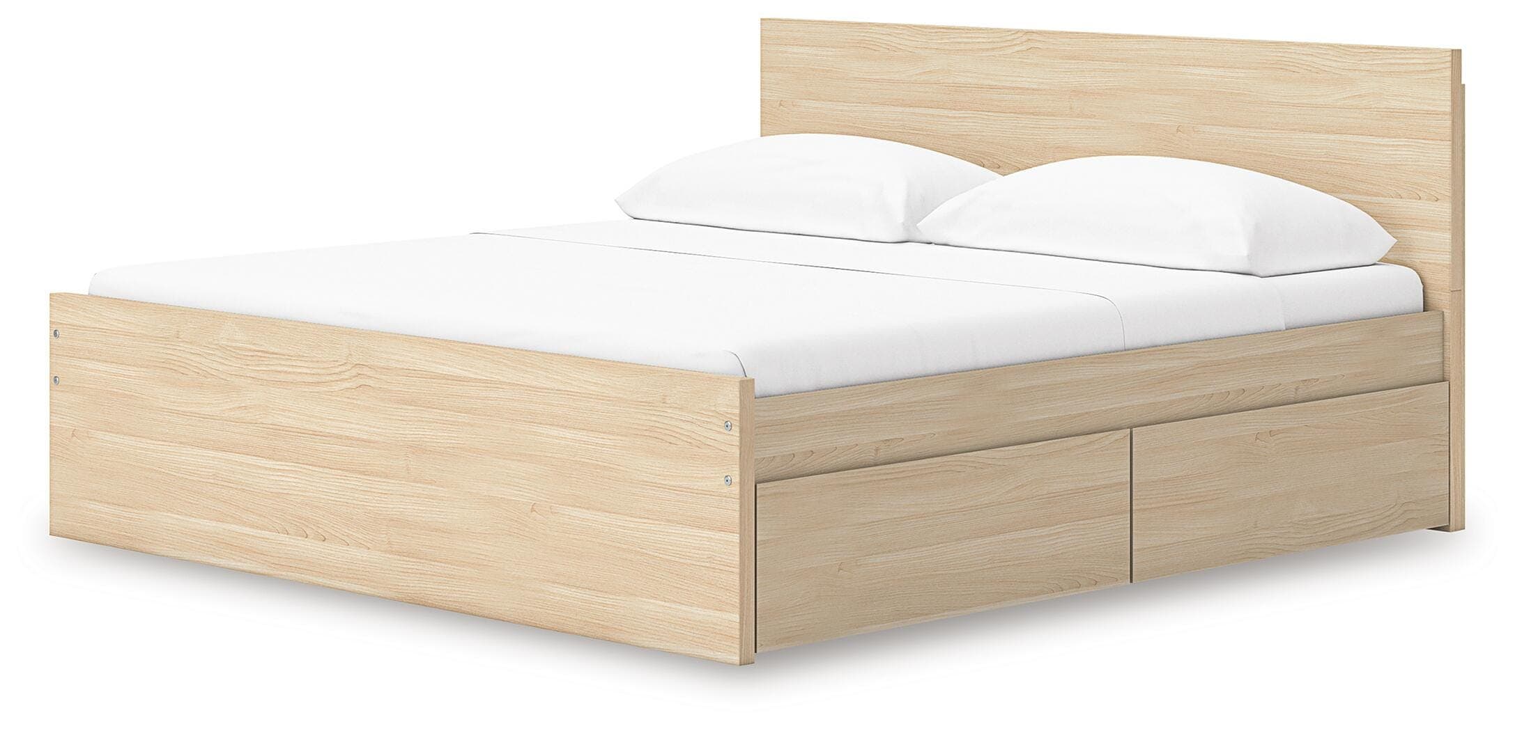 Onita King Panel Platform Bed with 2 Side Storage — Natural — view 6