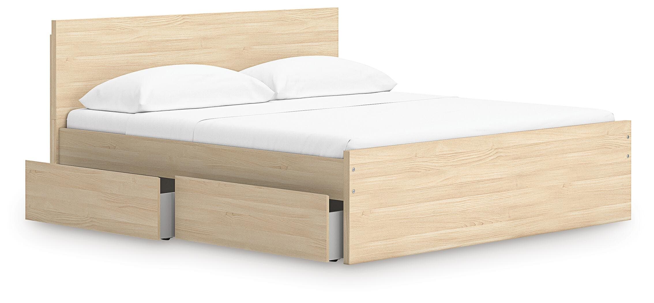Onita King Panel Platform Bed with 2 Side Storage — Natural — view 3