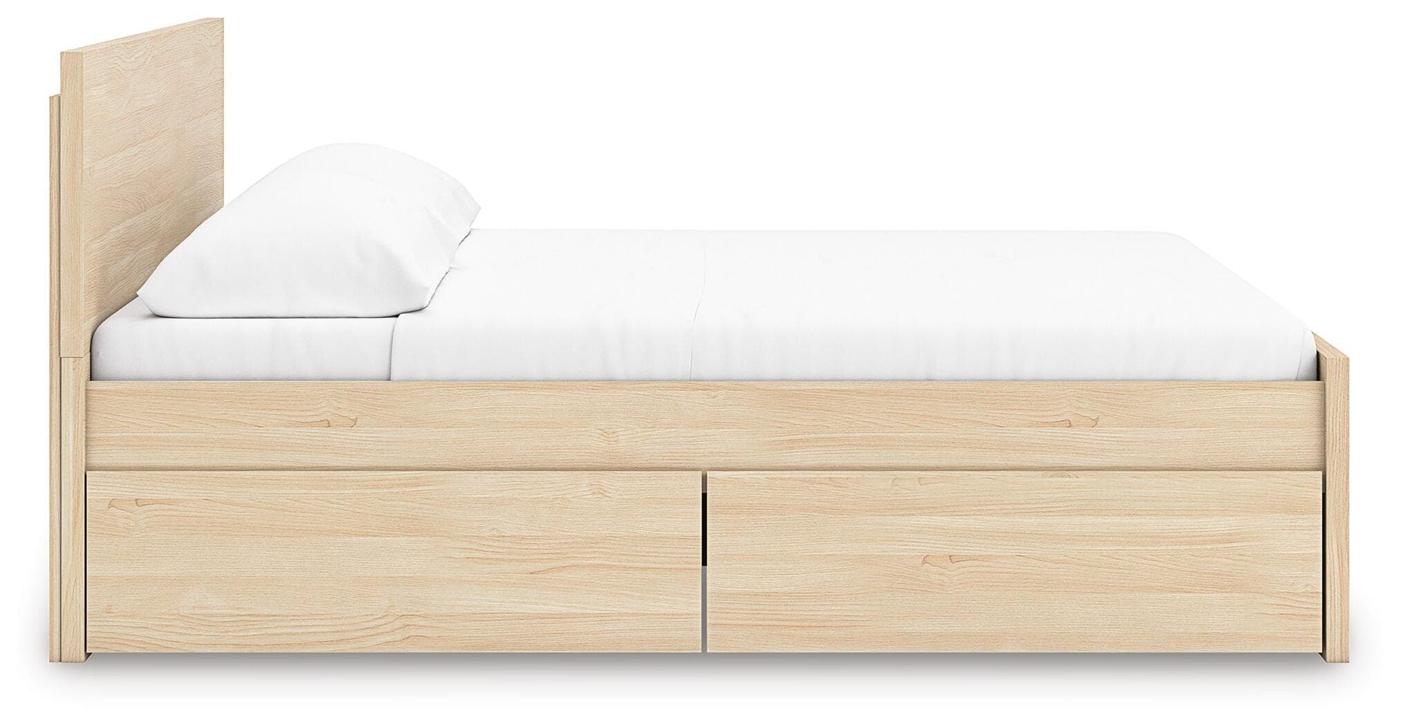 Onita King Panel Platform Bed with 2 Side Storage — Natural — view 7
